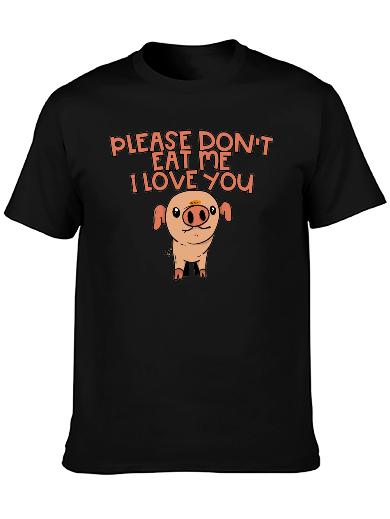 Cute Pig Black T-Shirt: Please Dont Eat Me