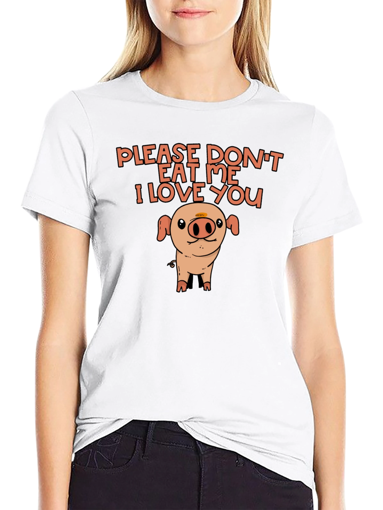 Cute Pig Black T-Shirt: Please Dont Eat Me