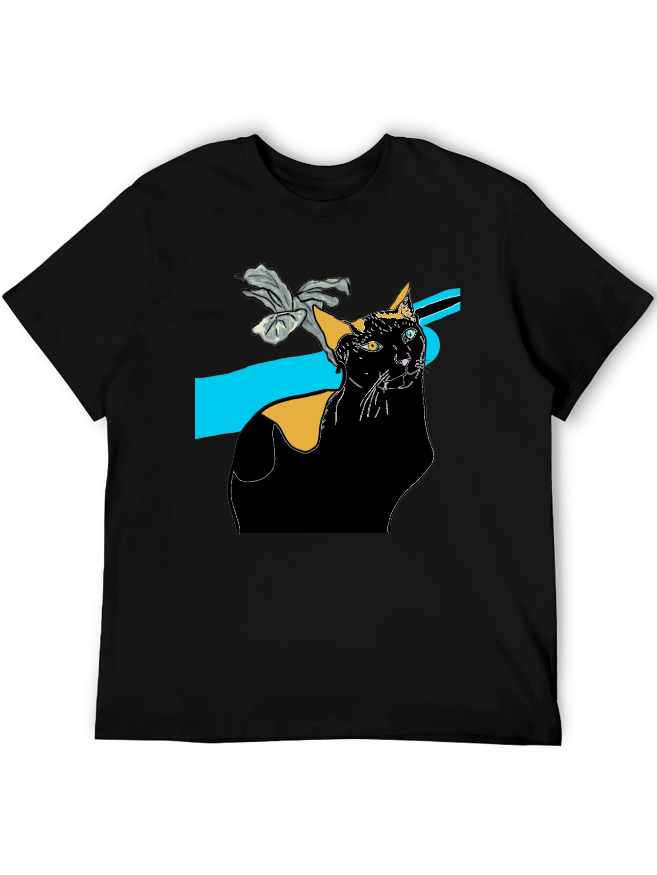 Stylish Black Cat Graphic Tee