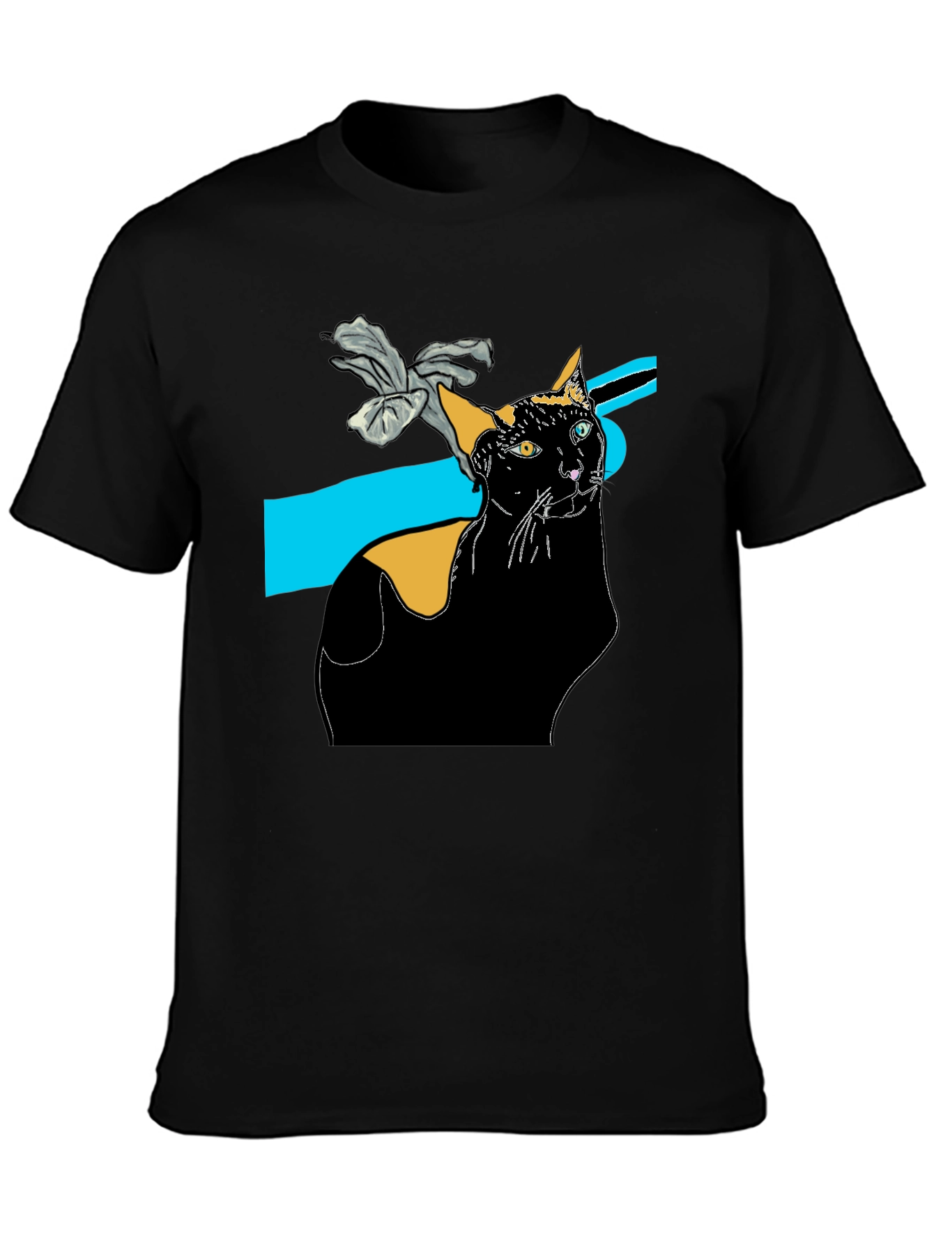 Stylish Black Cat Graphic Tee