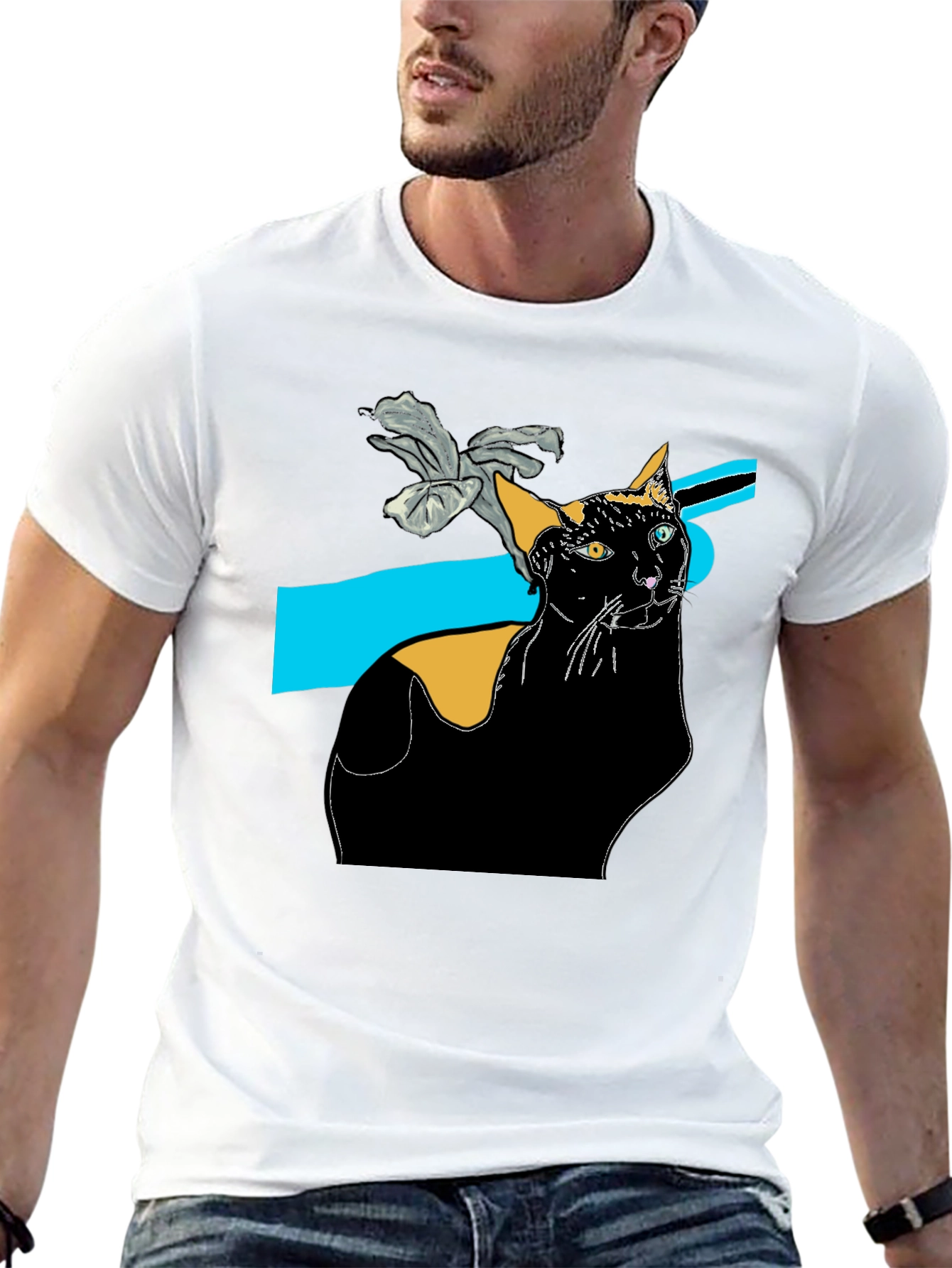Stylish Black Cat Graphic Tee