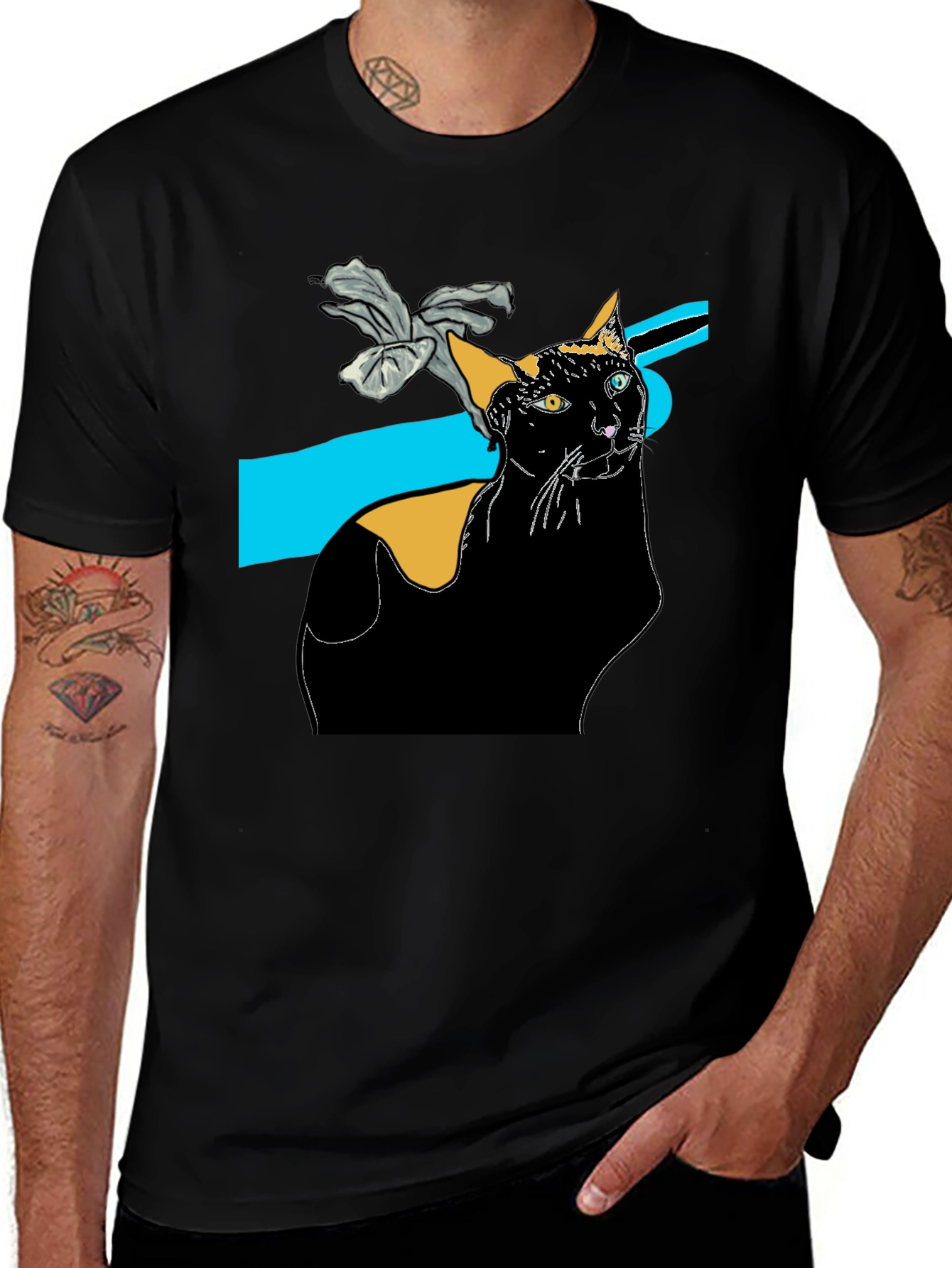 Stylish Black Cat Graphic Tee