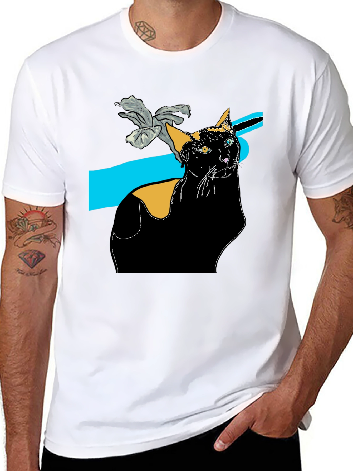 Stylish Black Cat Graphic Tee