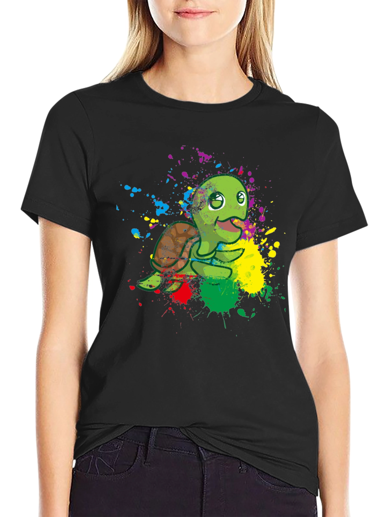 Turtle Paint Splatter T-Shirt - Fun Graphic Tee