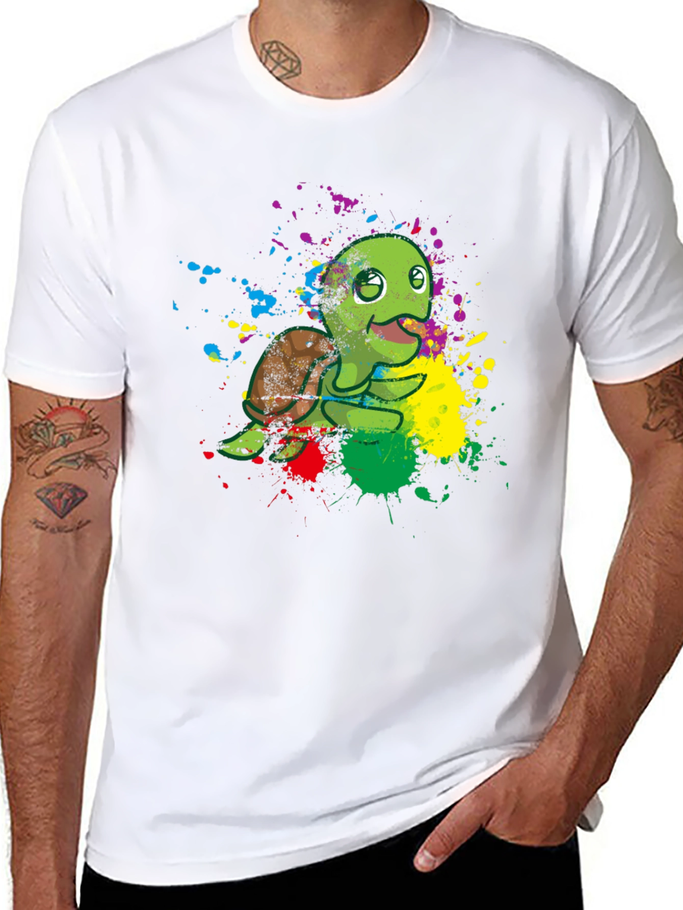 Turtle Paint Splatter T-Shirt - Fun Graphic Tee