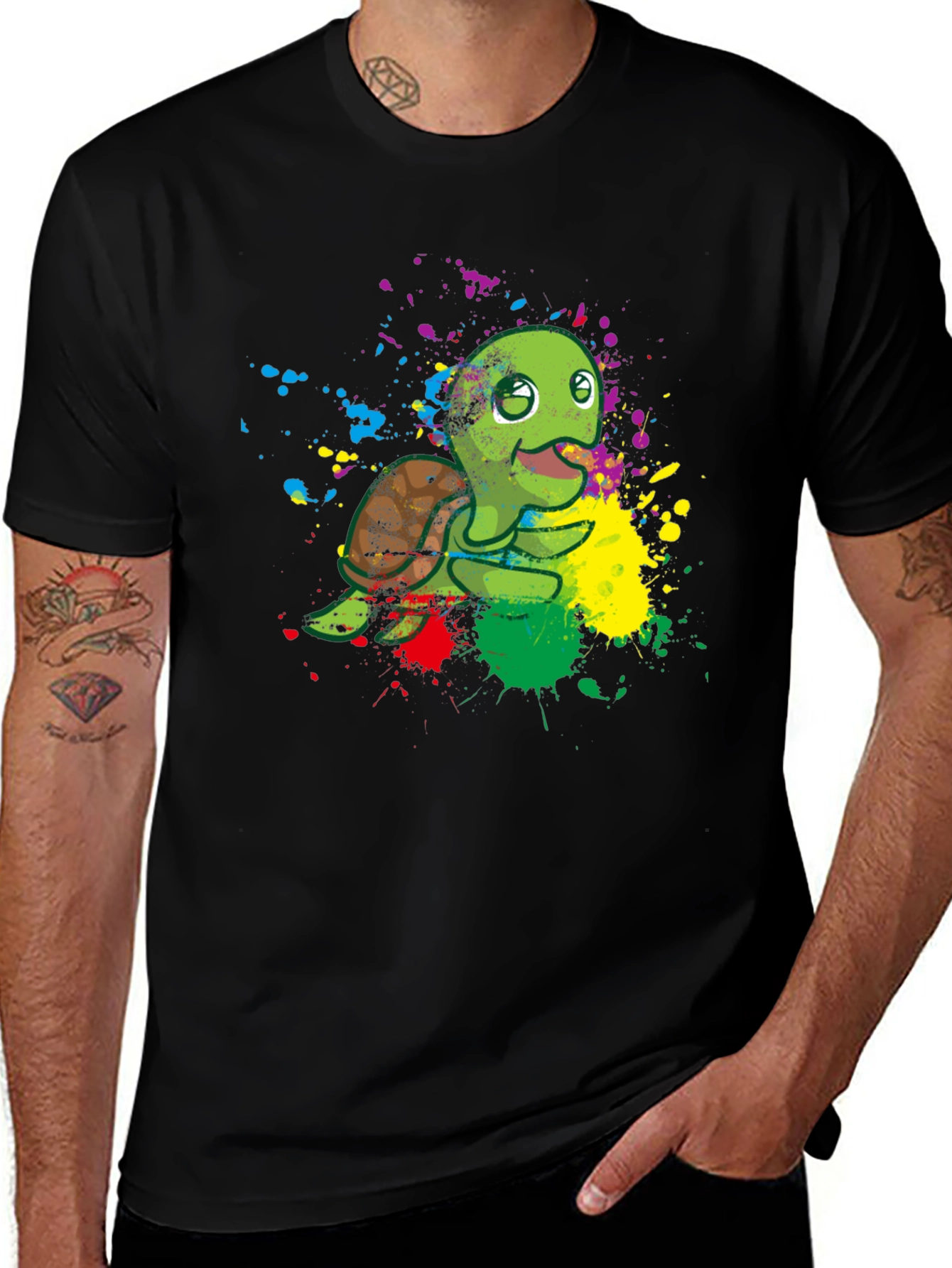 Turtle Paint Splatter T-Shirt - Fun Graphic Tee