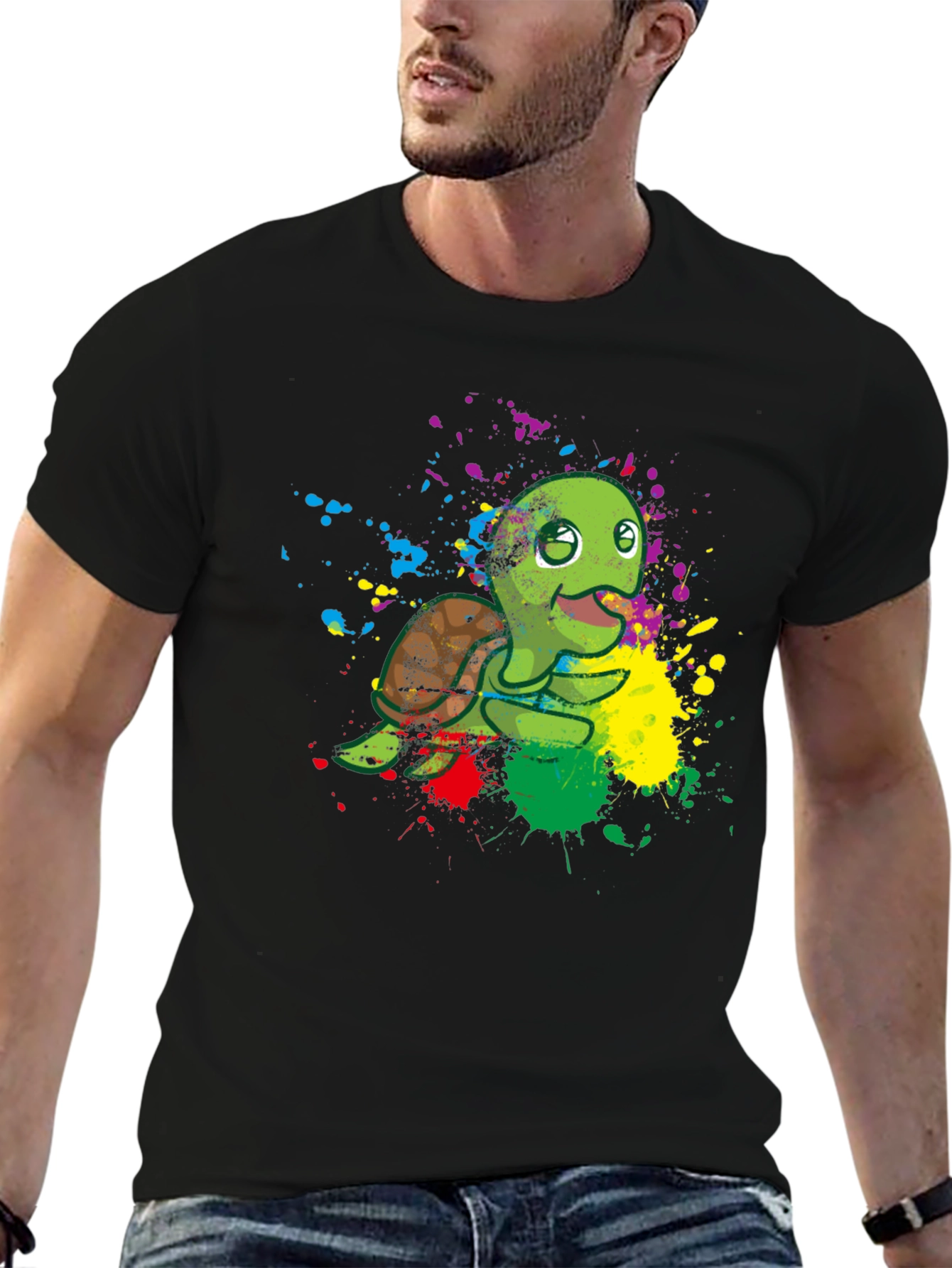 Turtle Paint Splatter T-Shirt - Fun Graphic Tee