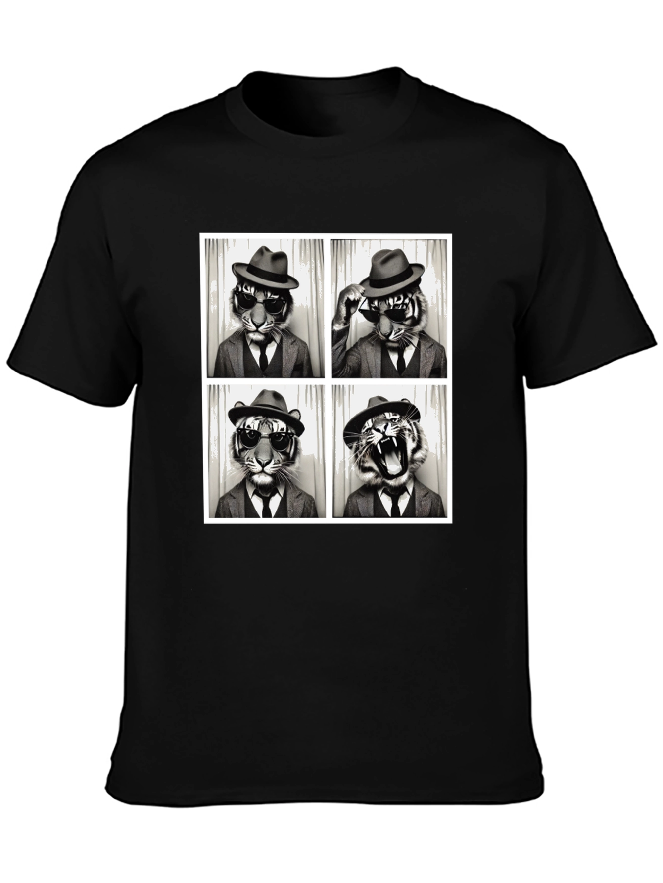Cool Tiger Photo Booth Black T-Shirt