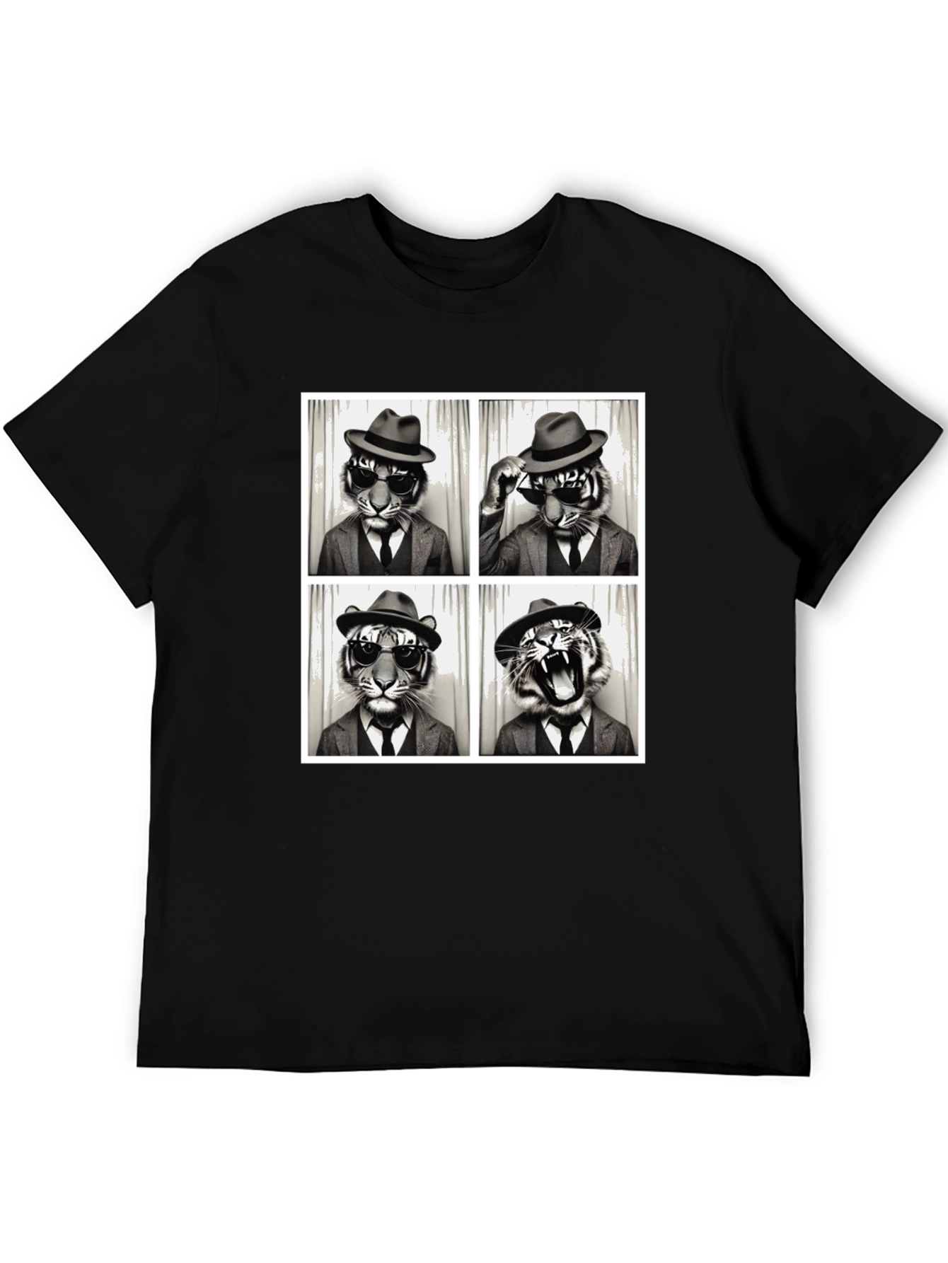 Cool Tiger Photo Booth Black T-Shirt