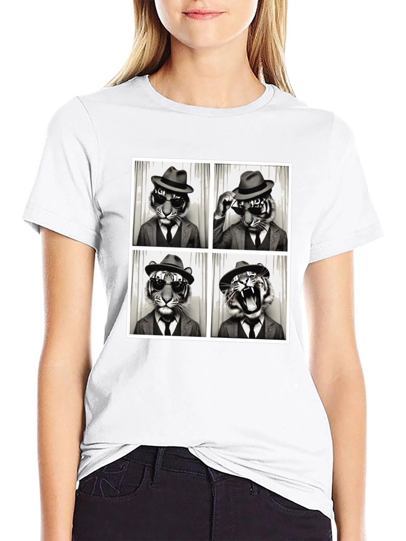 Cool Tiger Photo Booth Black T-Shirt