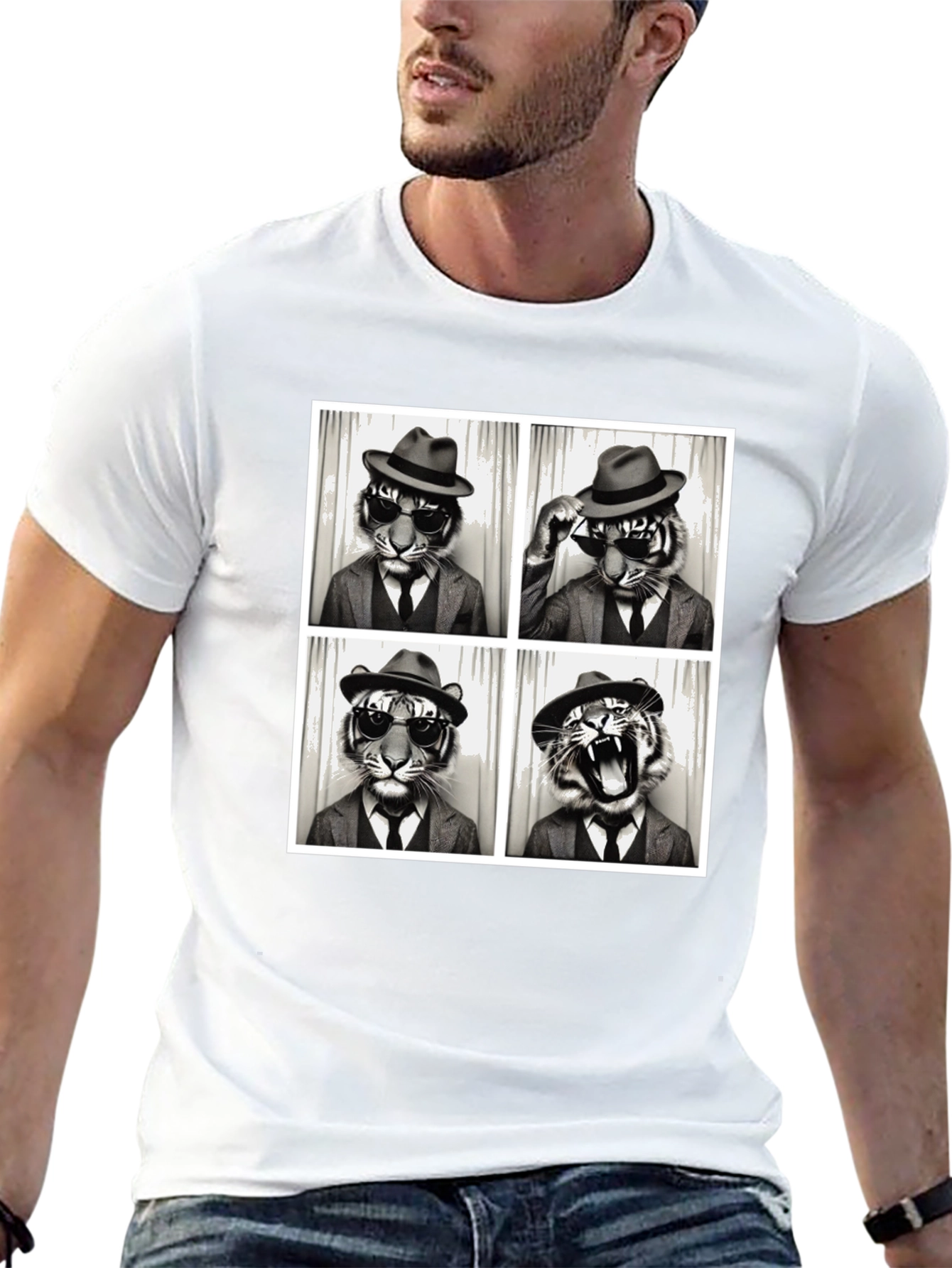 Cool Tiger Photo Booth Black T-Shirt