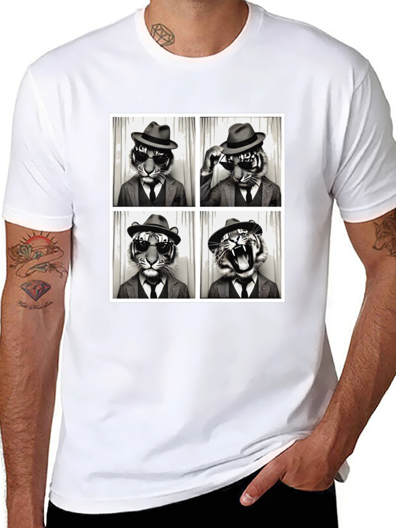 Cool Tiger Photo Booth Black T-Shirt