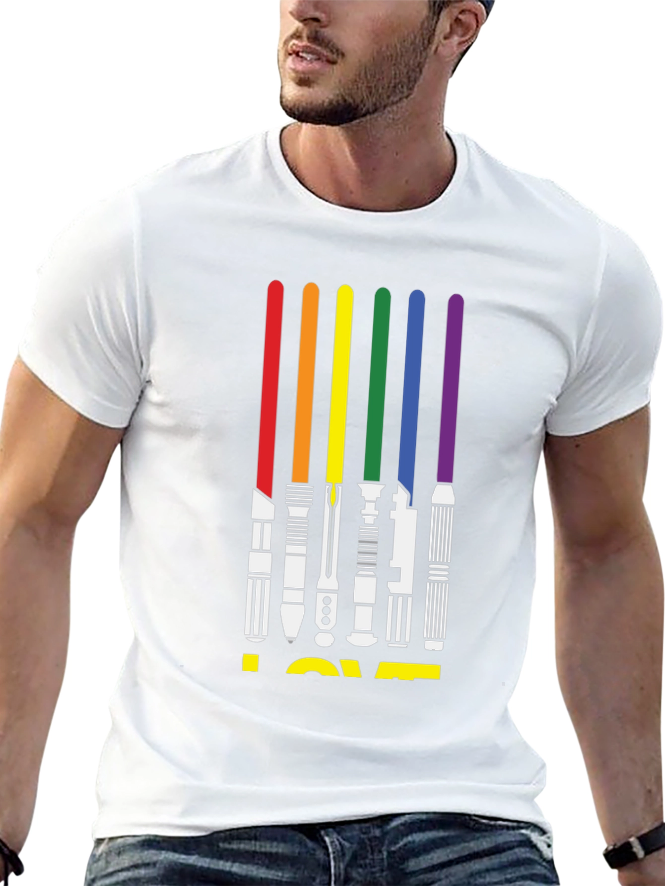 Rainbow Lightsaber LOVE Graphic Tee