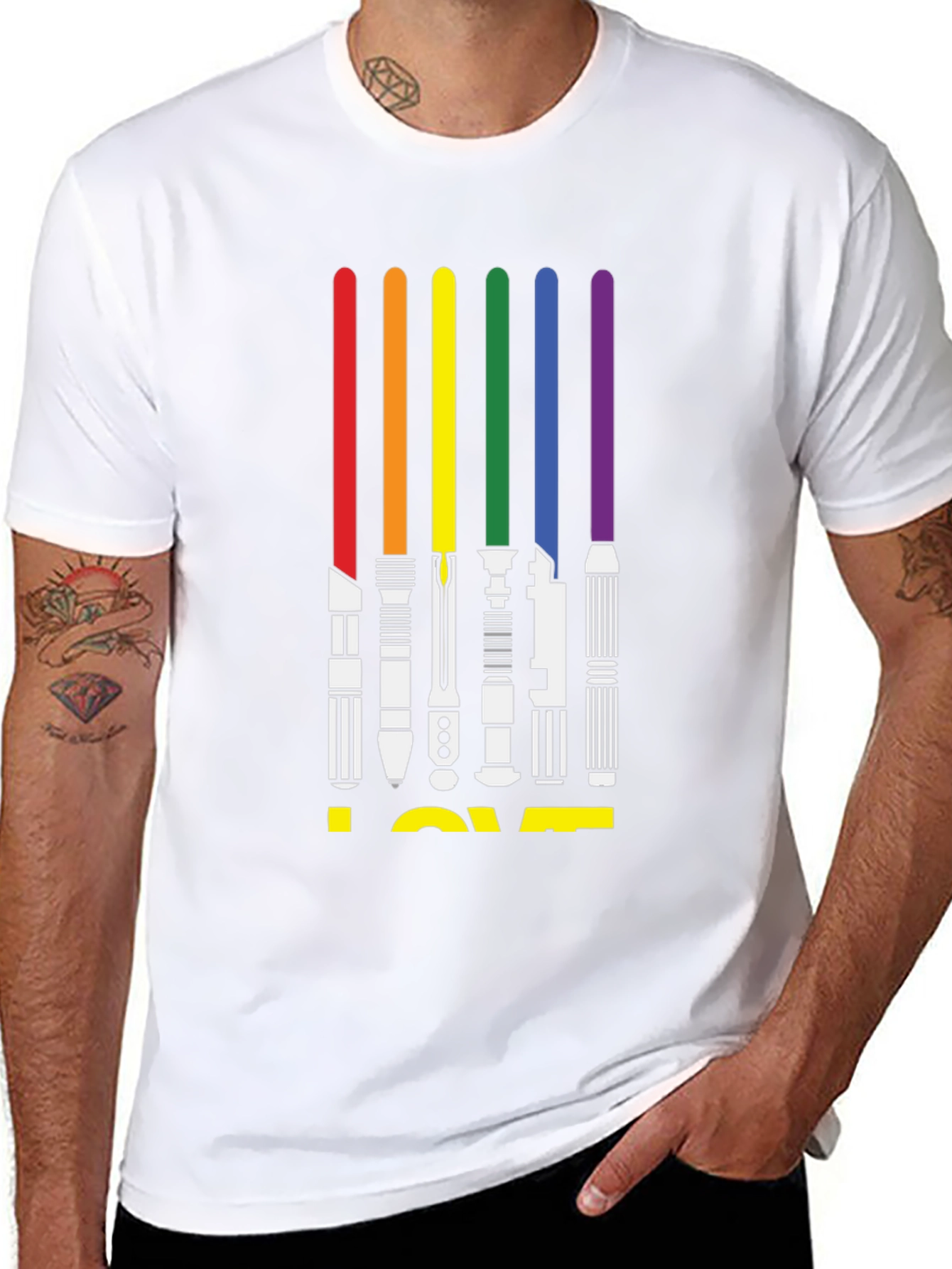 Rainbow Lightsaber LOVE Graphic Tee