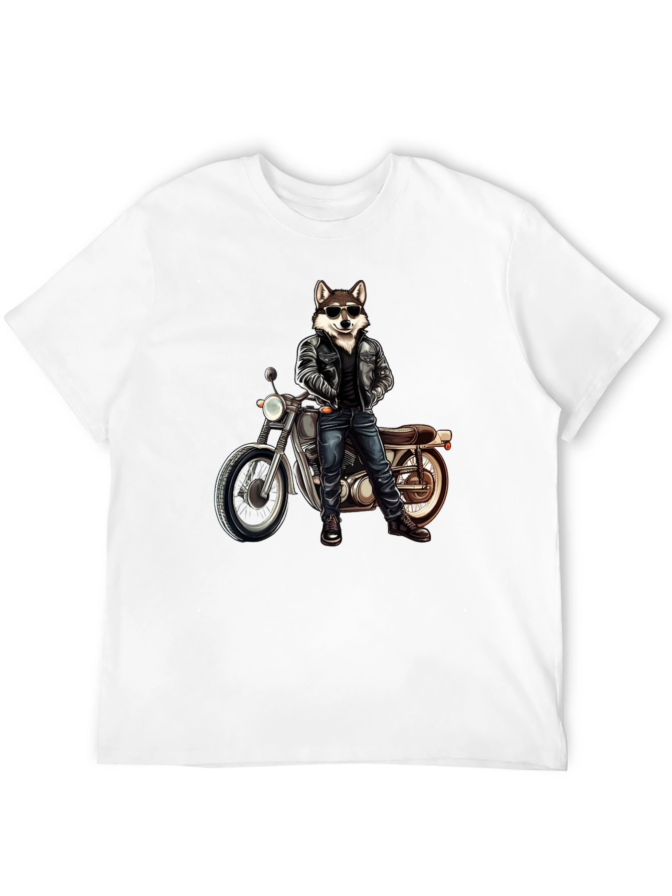 Cool Wolf Biker Graphic Tee