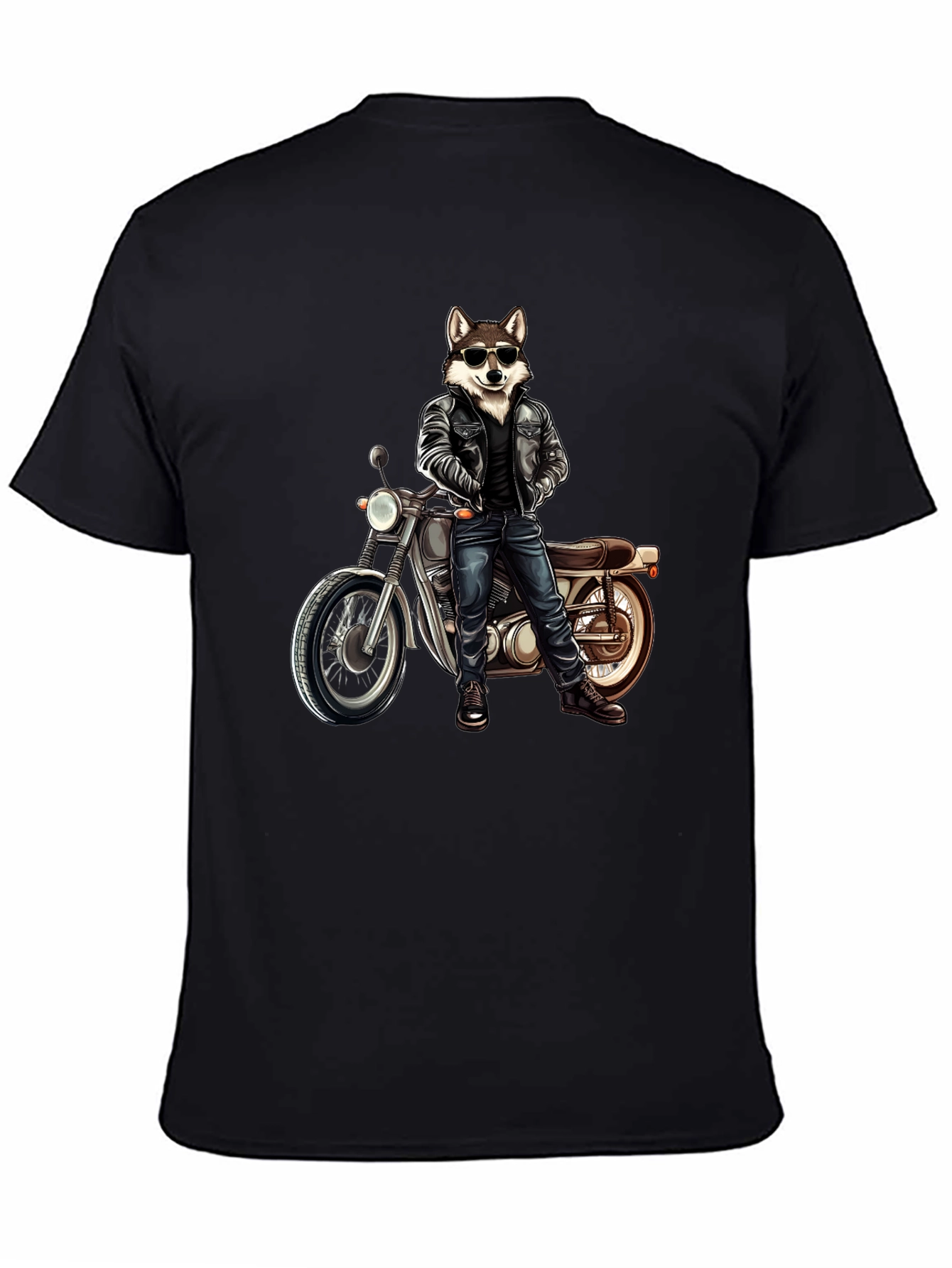 Cool Wolf Biker Graphic Tee
