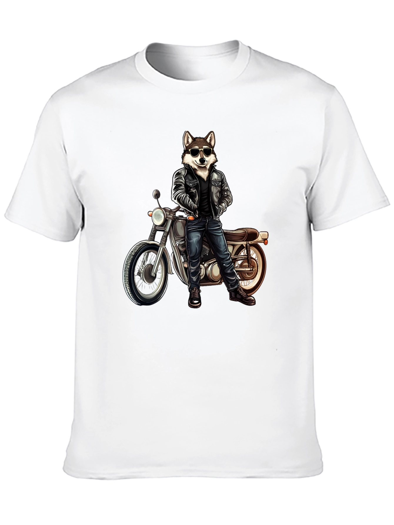 Cool Wolf Biker Graphic Tee