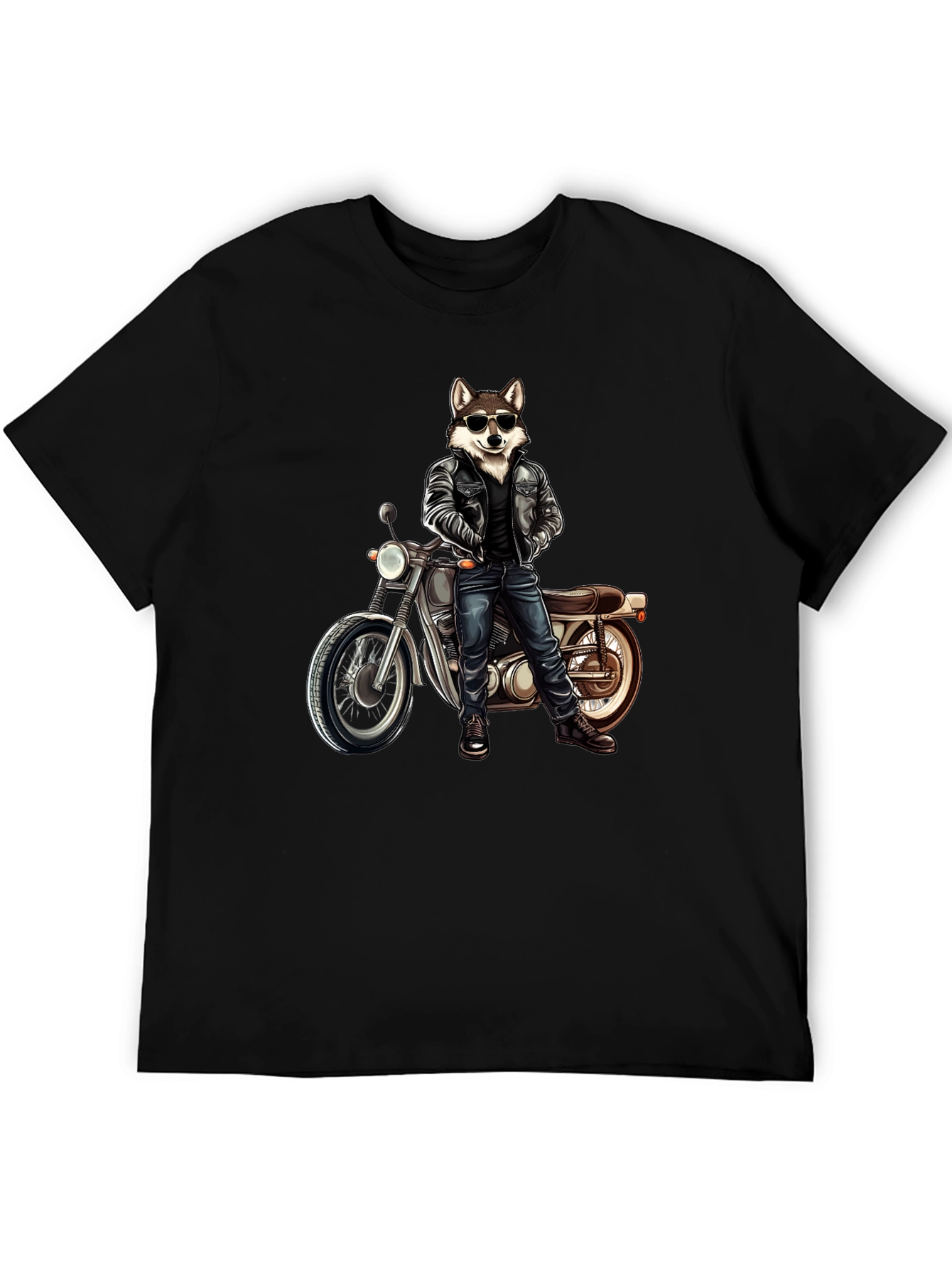 Cool Wolf Biker Graphic Tee