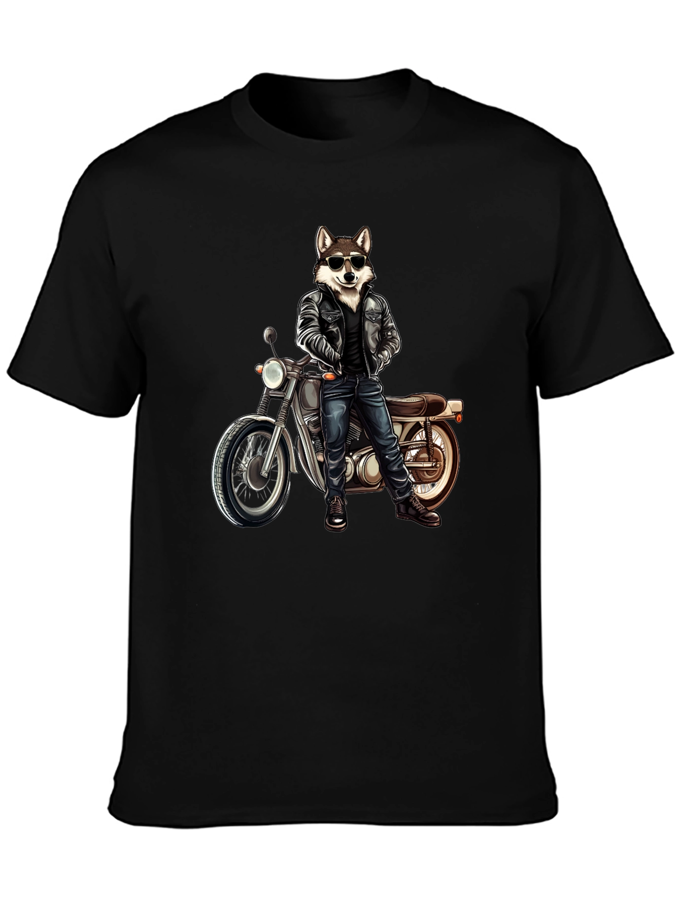Cool Wolf Biker Graphic Tee
