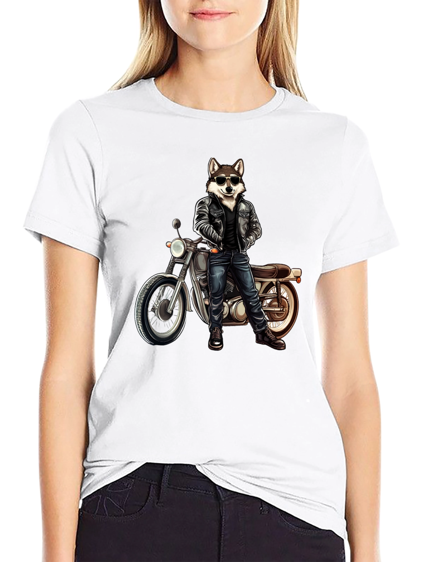 Cool Wolf Biker Graphic Tee