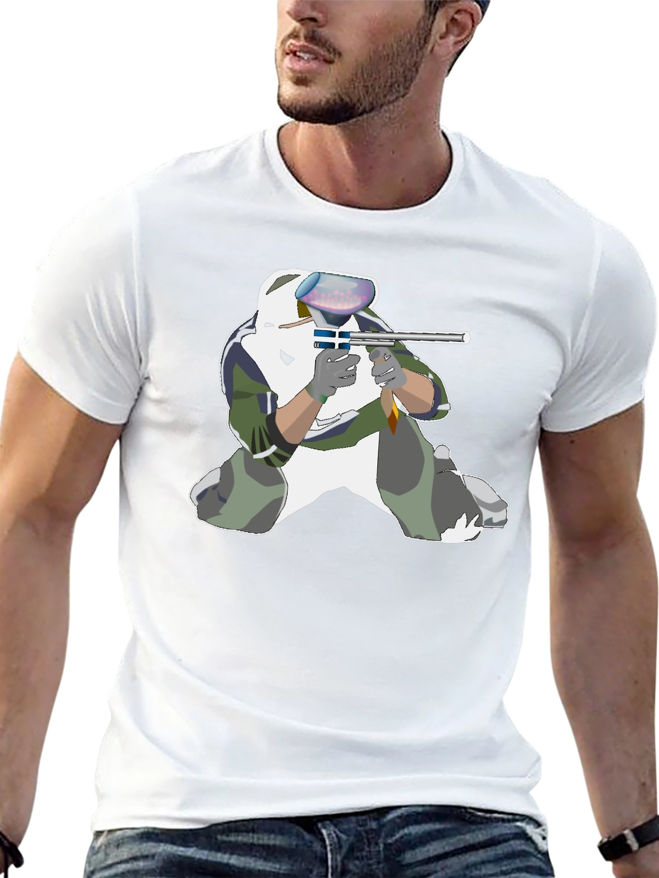 Paintball Player Graphic T-Shirt