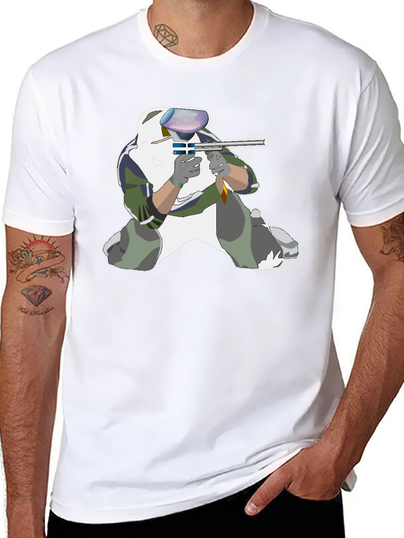 Paintball Player Graphic T-Shirt