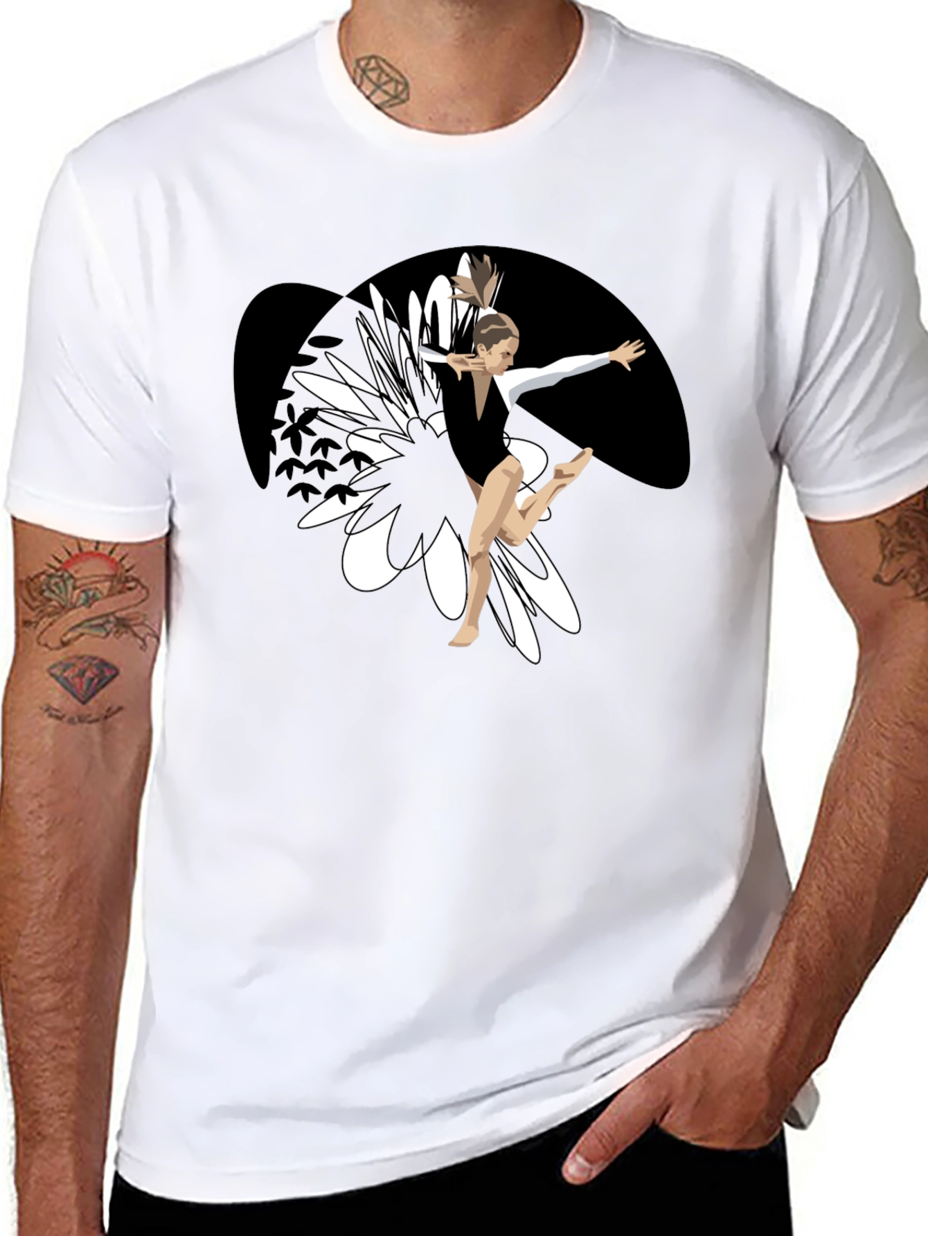 Gymnast Graphic Tee - Black Cotton Blend