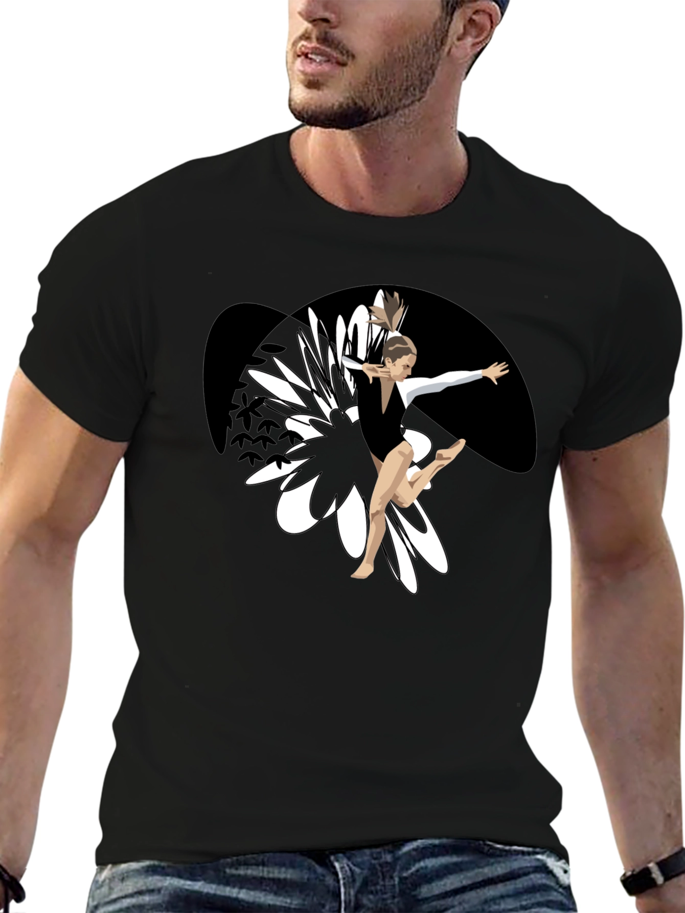 Gymnast Graphic Tee - Black Cotton Blend