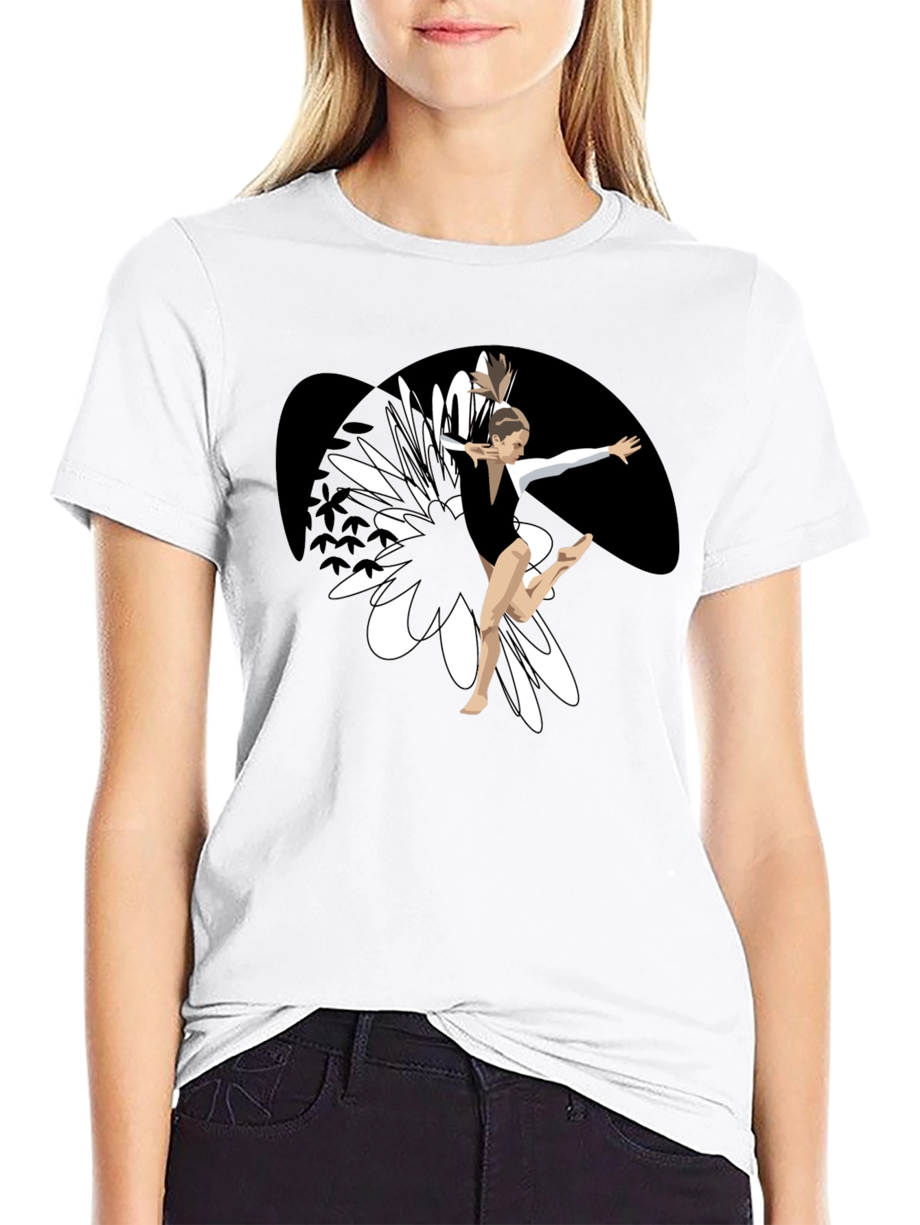 Gymnast Graphic Tee - Black Cotton Blend