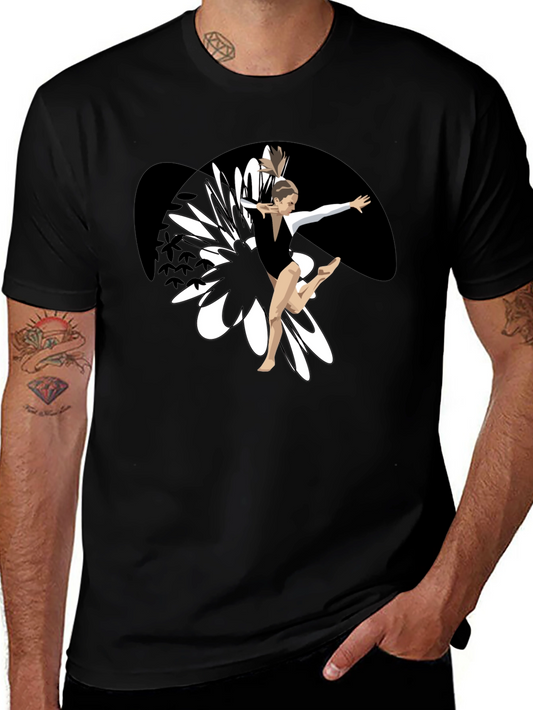 Gymnast Graphic Tee - Black Cotton Blend