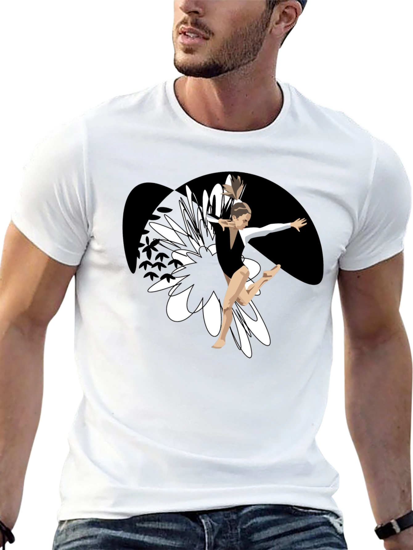Gymnast Graphic Tee - Black Cotton Blend