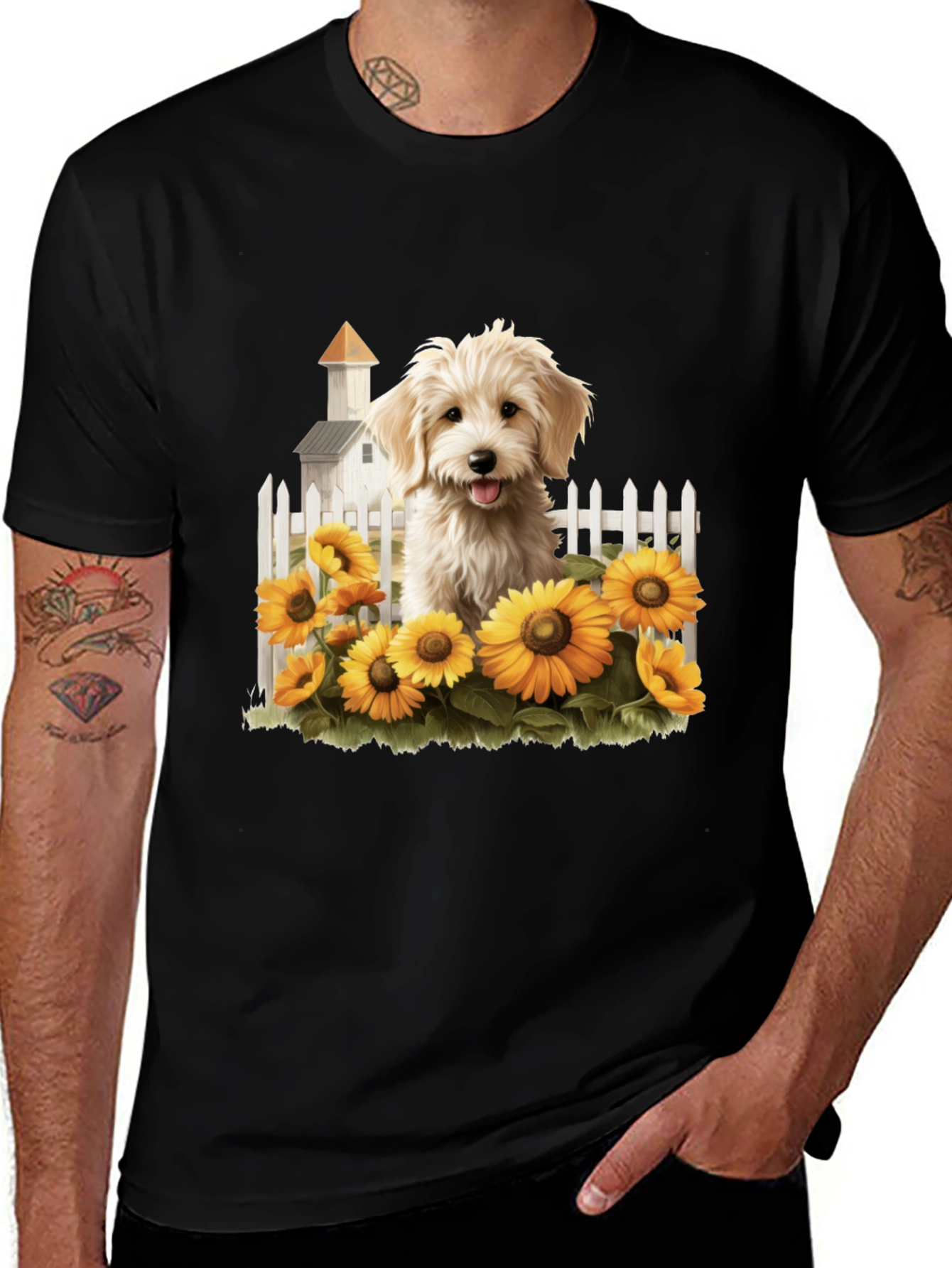 Sunflower Pup Graphic Tee