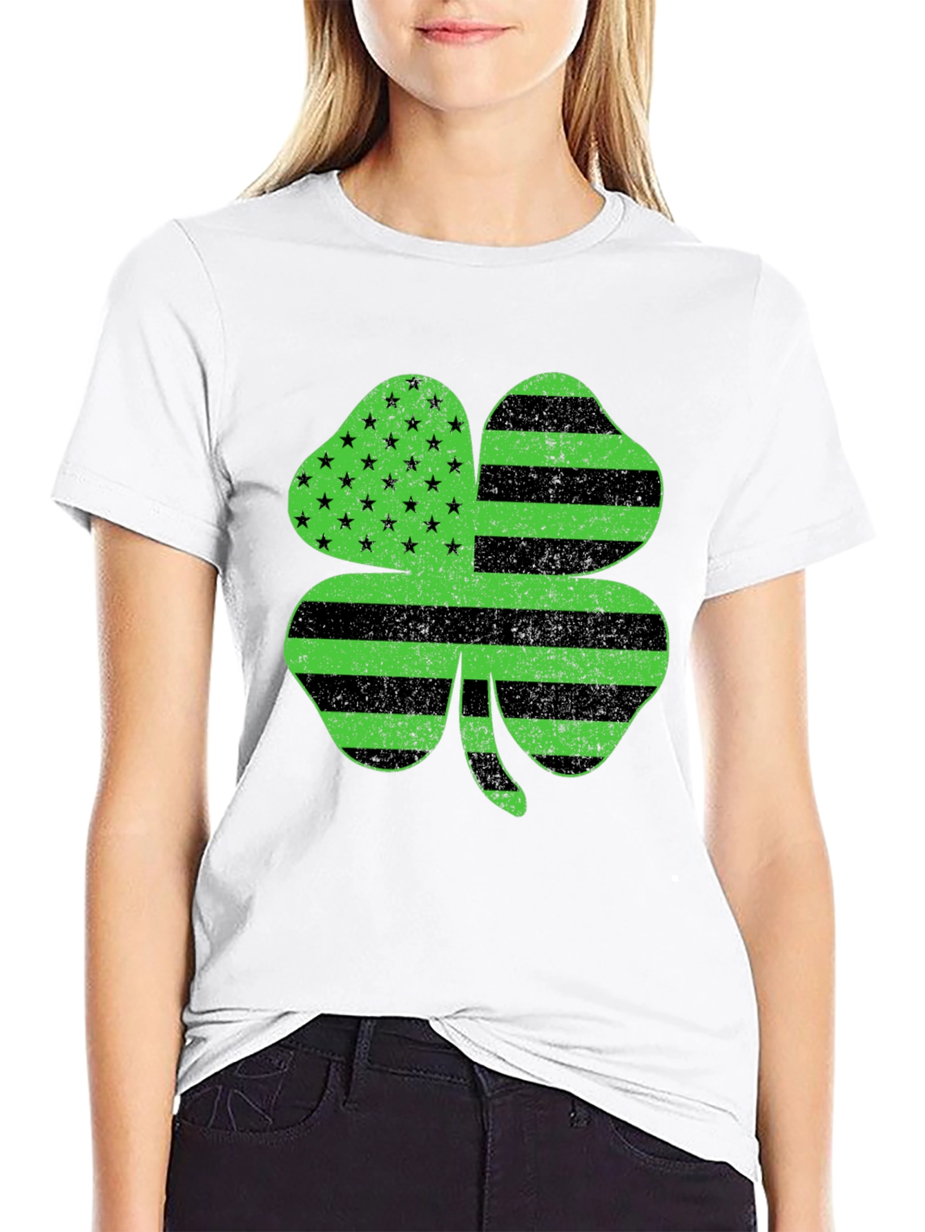 Shamrock American Flag T-Shirt - St. Patricks Day