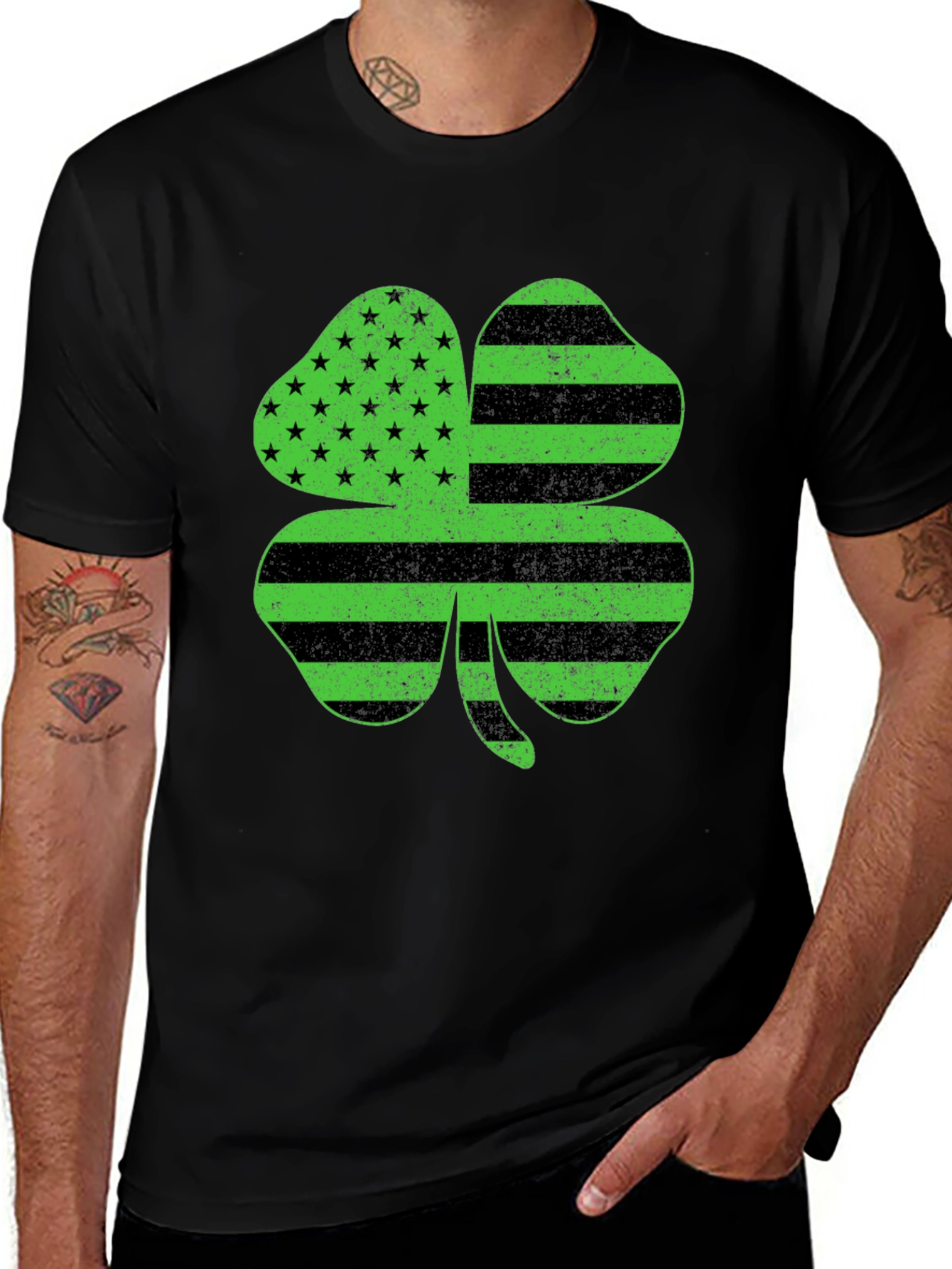 Shamrock American Flag T-Shirt - St. Patricks Day