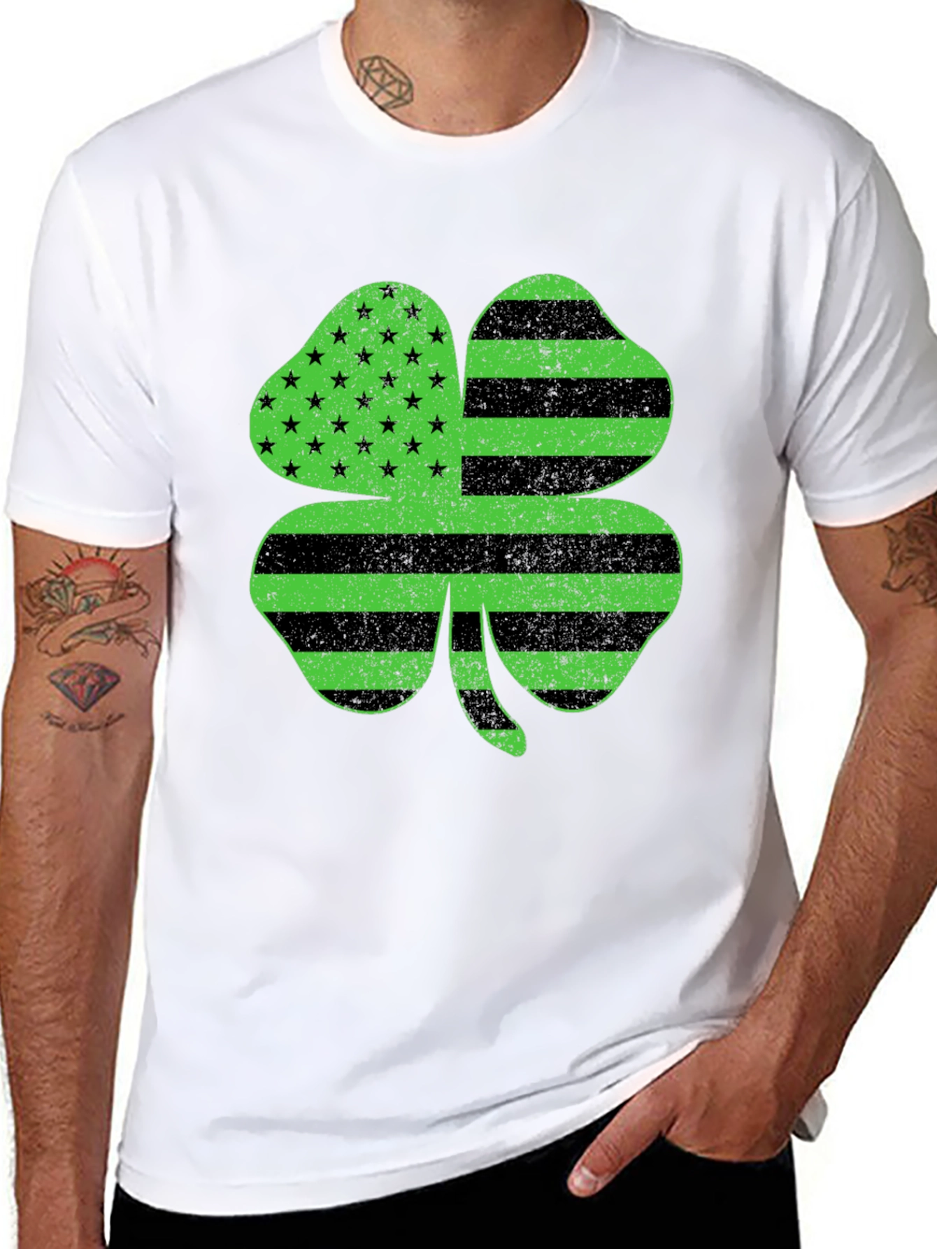 Shamrock American Flag T-Shirt - St. Patricks Day