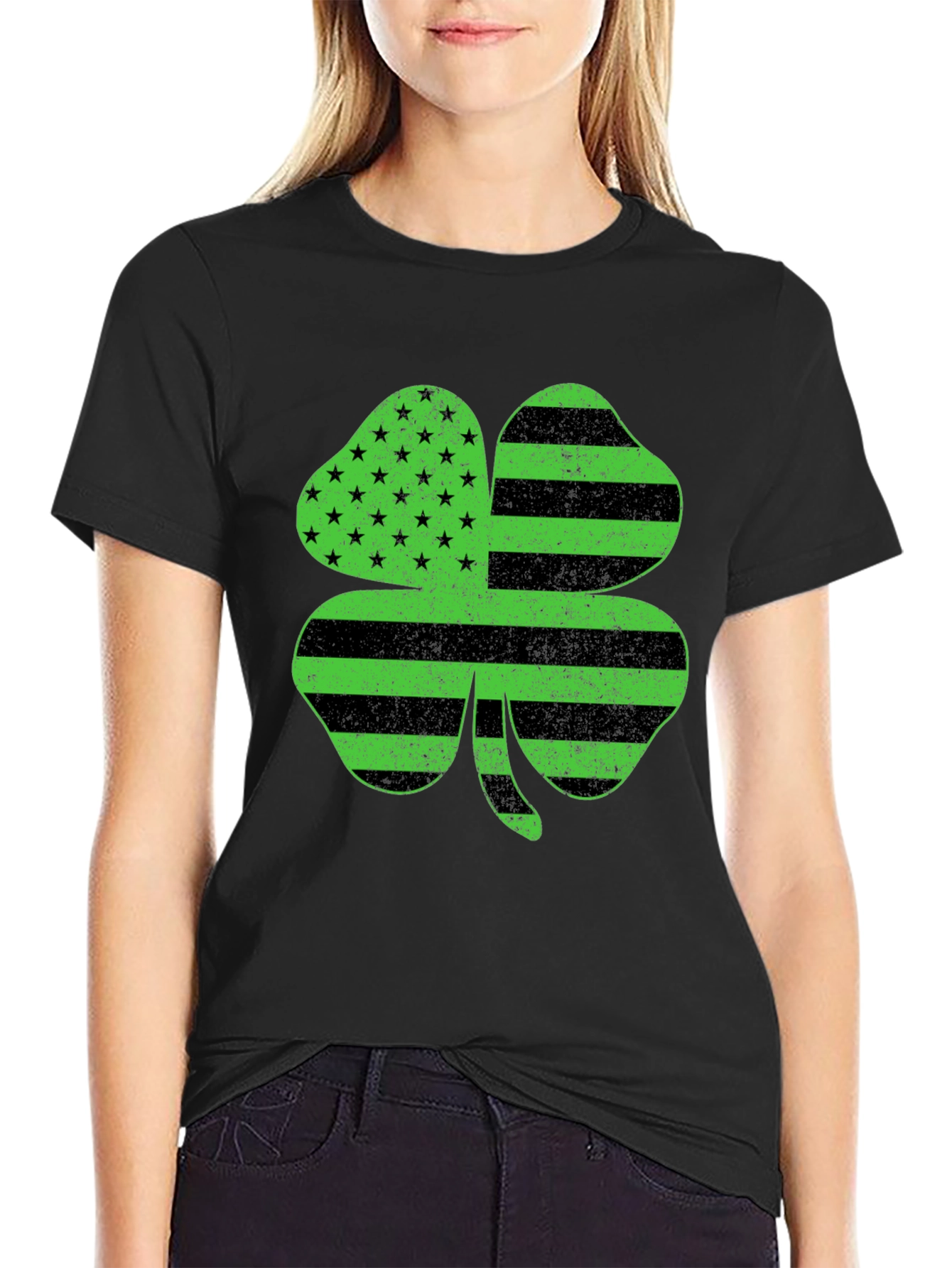 Shamrock American Flag T-Shirt - St. Patricks Day