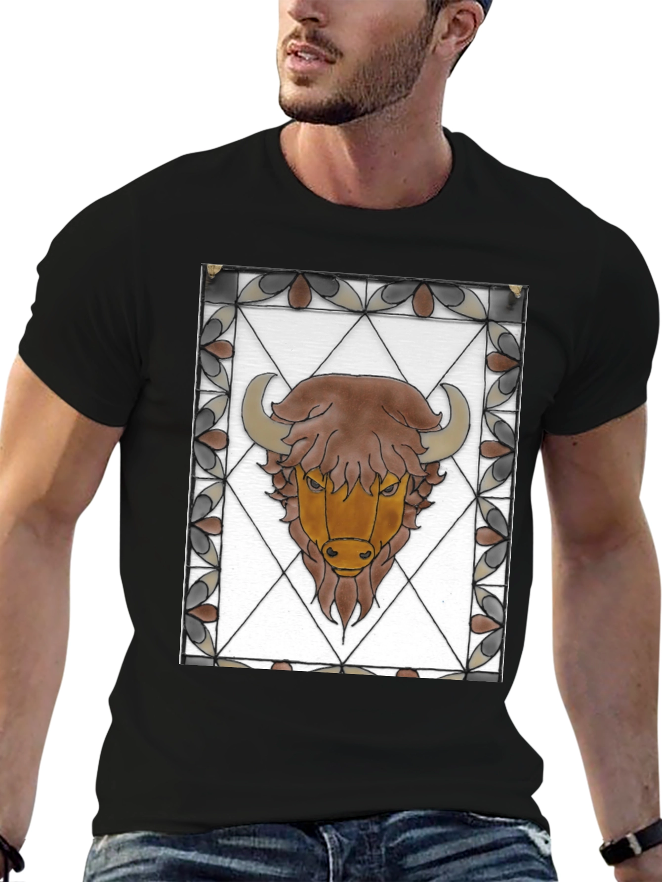 Bison Stained Glass Graphic Tee