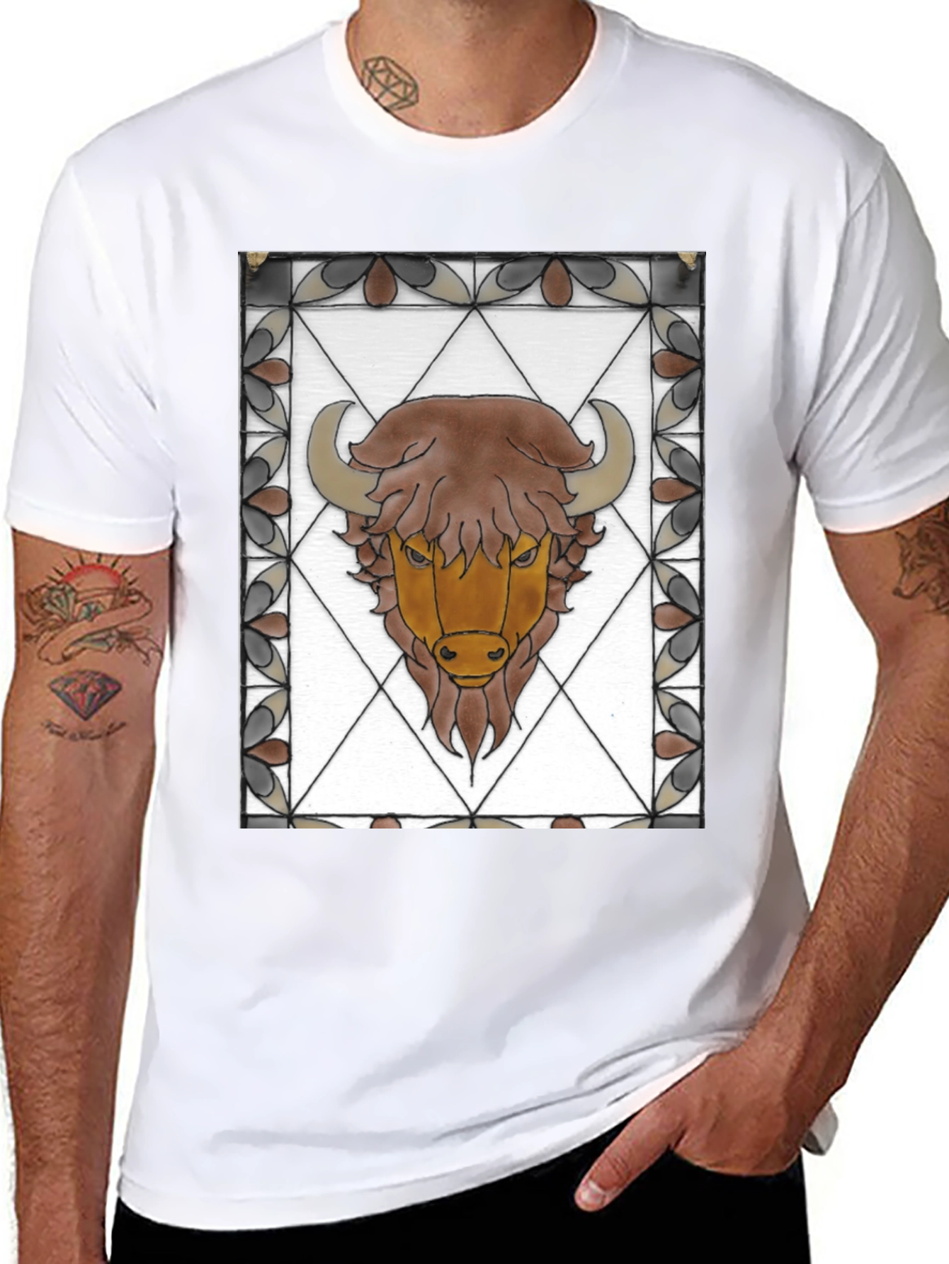 Bison Stained Glass Graphic Tee