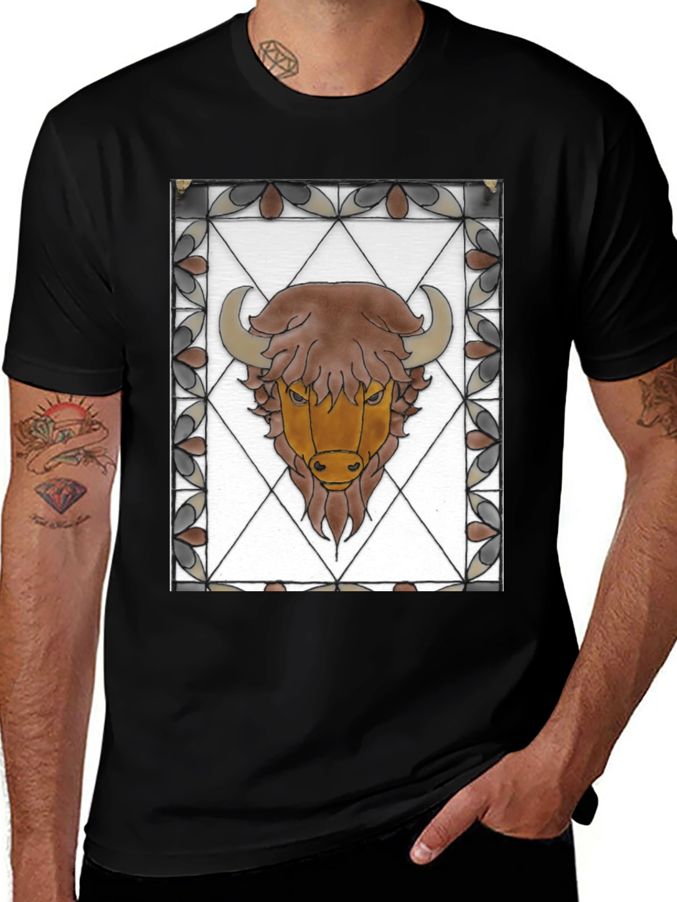 Bison Stained Glass Graphic Tee