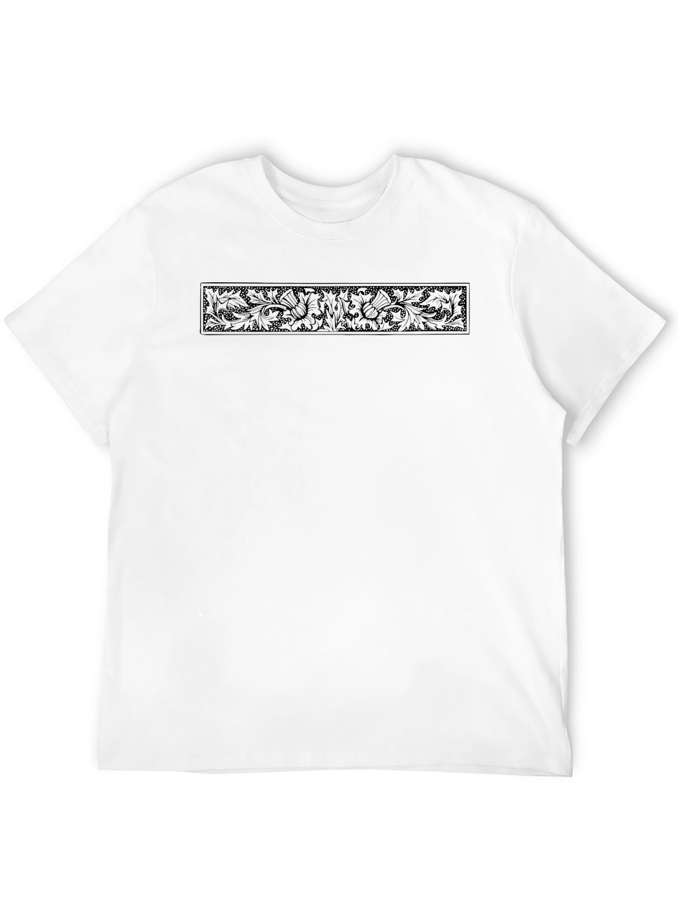 Elegant Black Thistle Pattern Tee