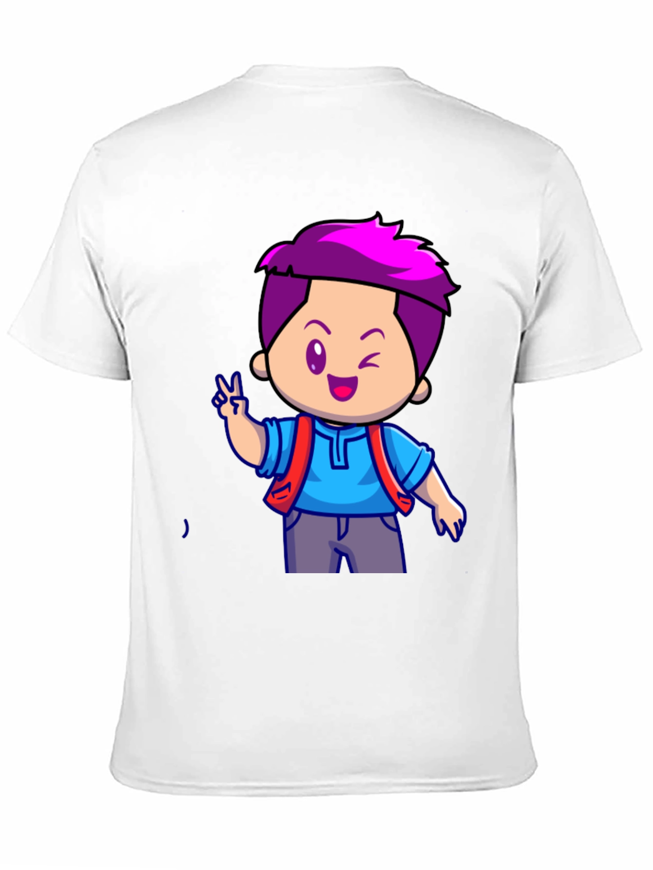 Cartoon Boy Graphic T-Shirt - Black