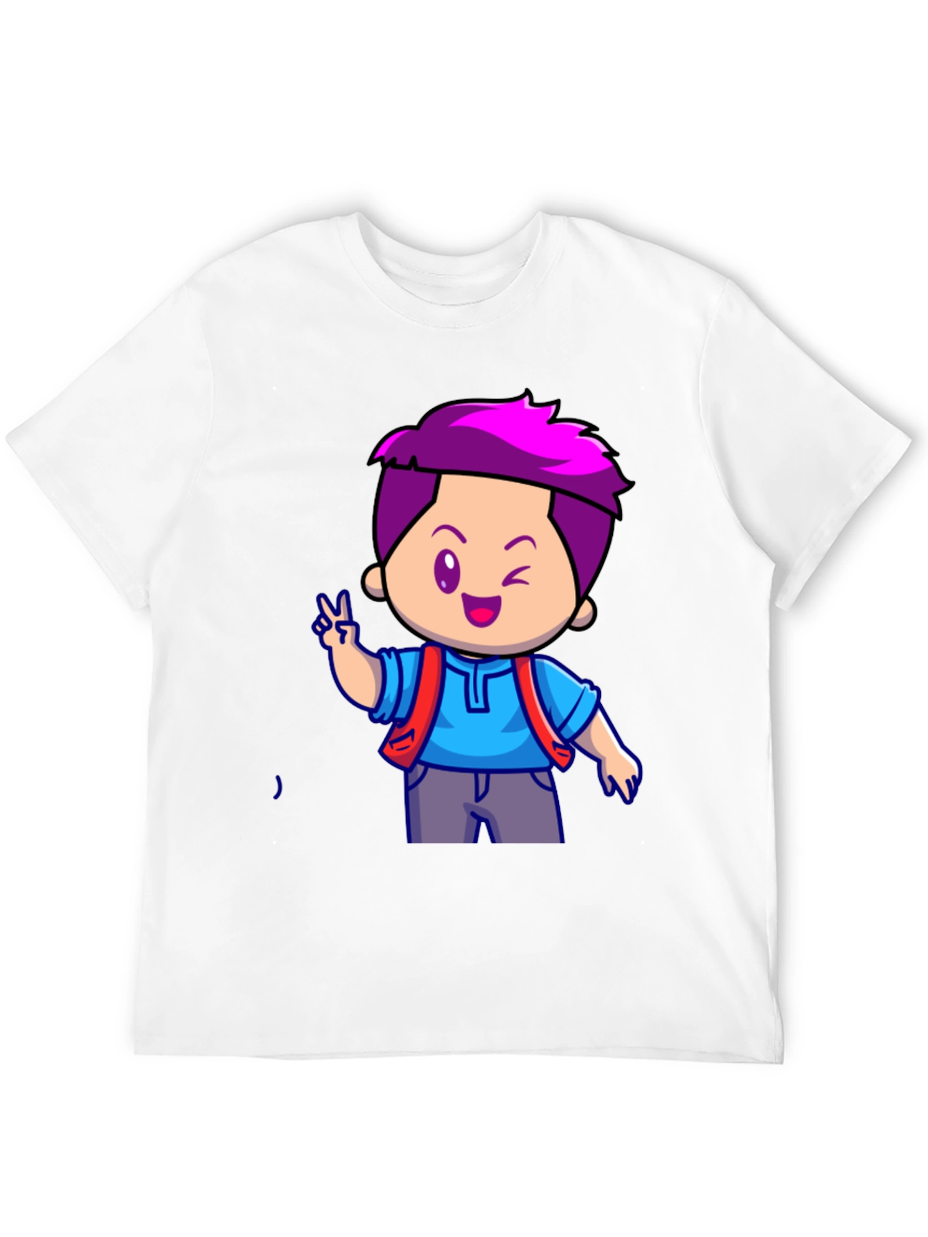 Cartoon Boy Graphic T-Shirt - Black
