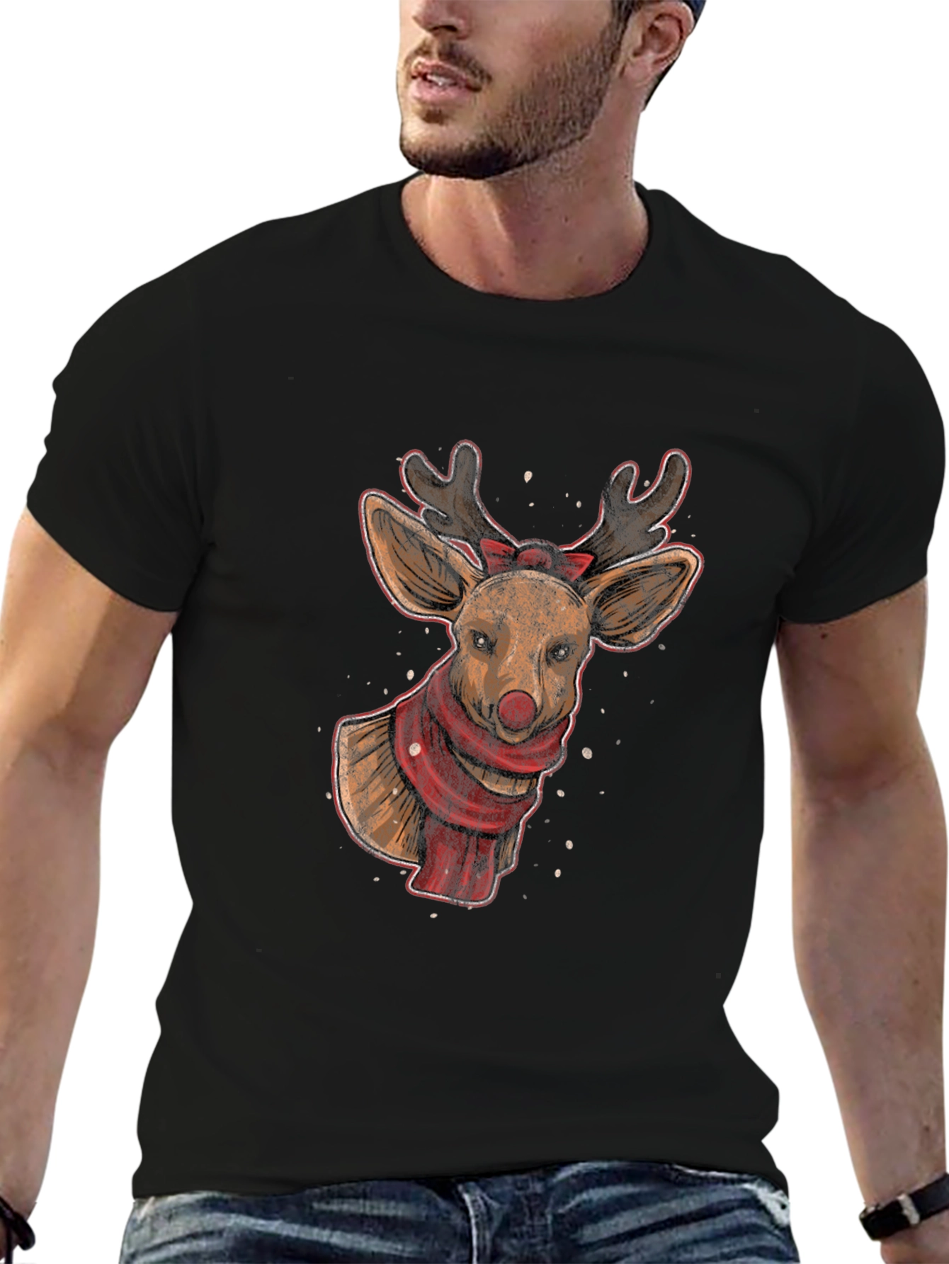 Reindeer Graphic Tee - Holiday Festive Style