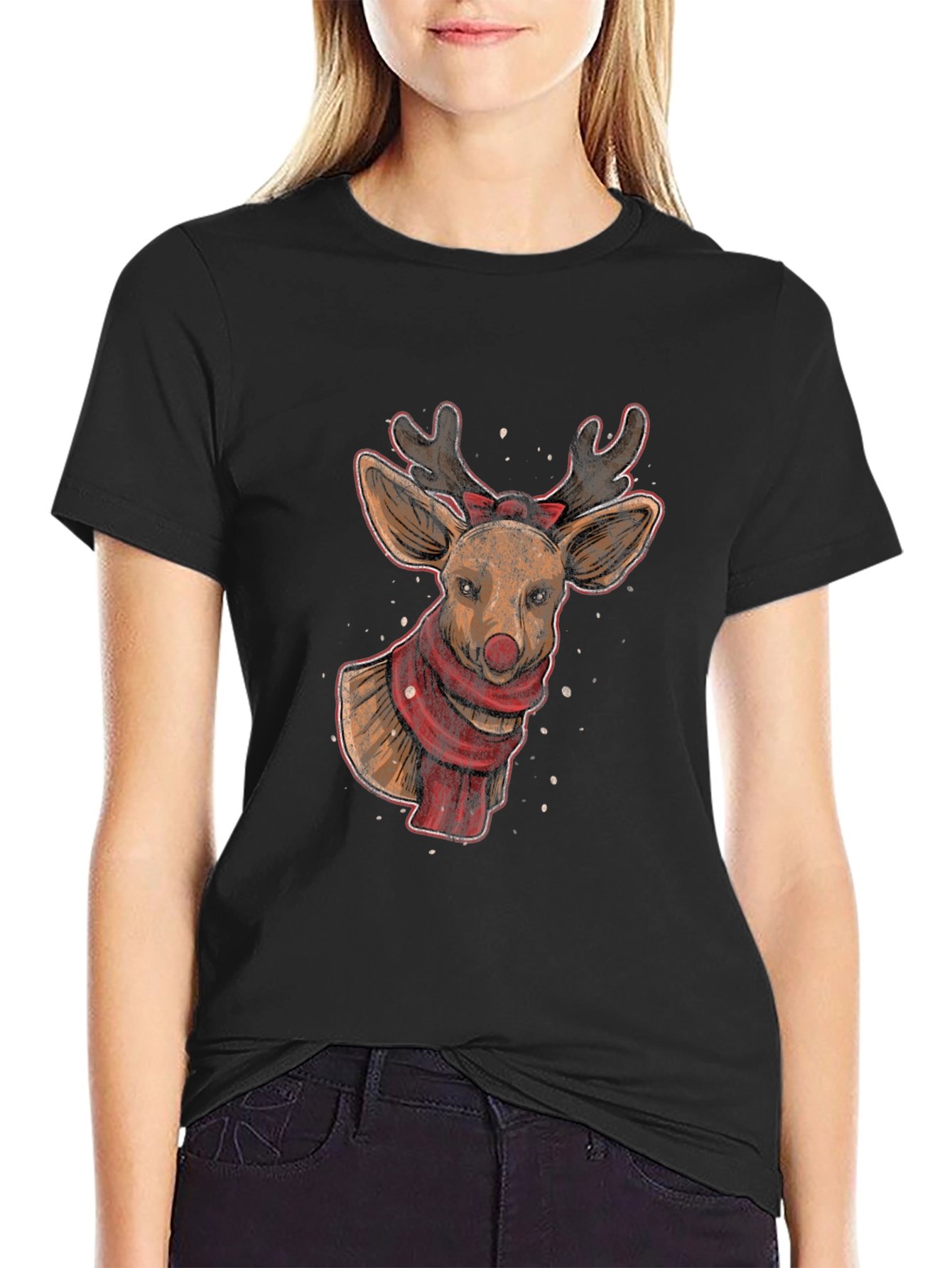 Reindeer Graphic Tee - Holiday Festive Style
