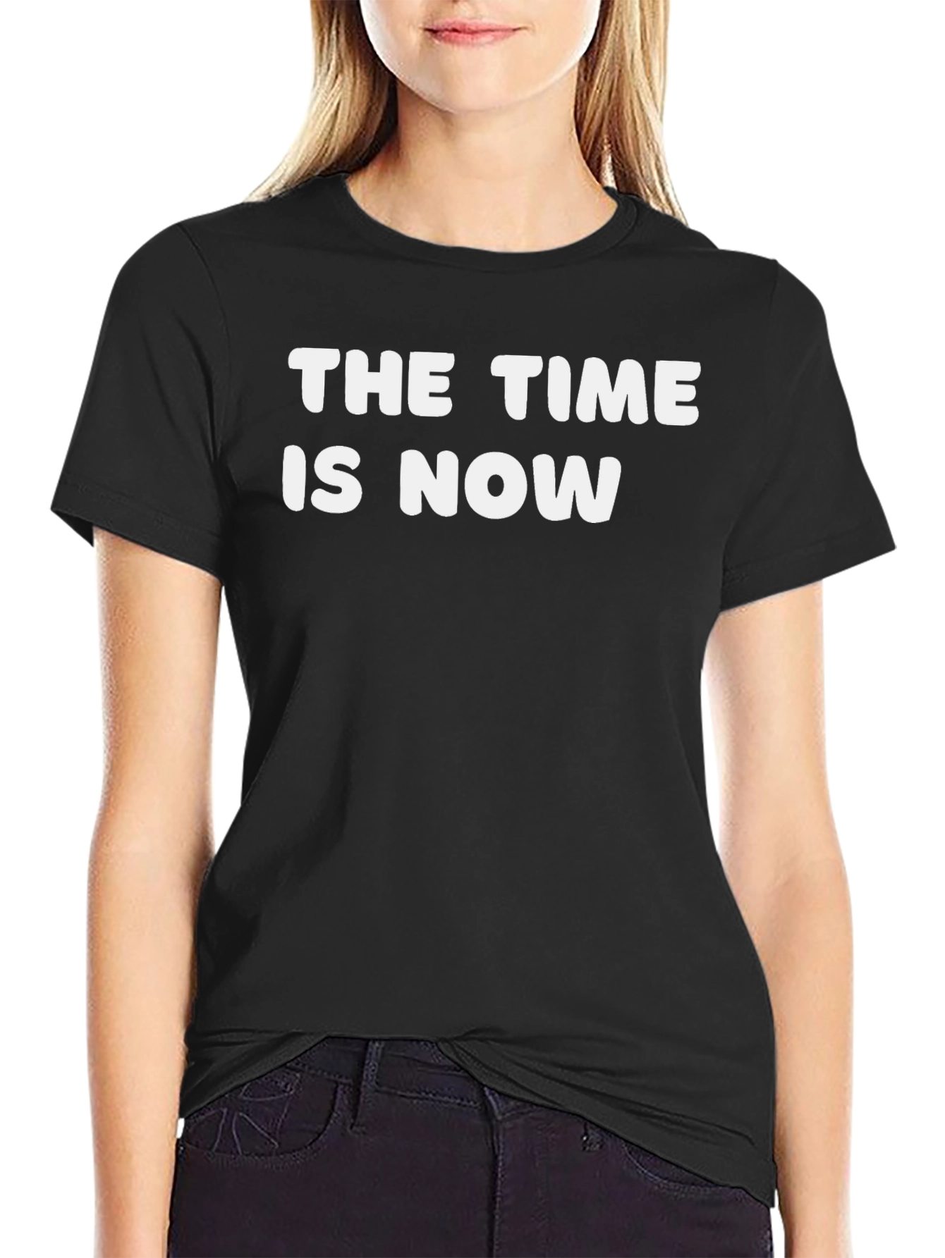 The Time Is Now Black Graphic Tee