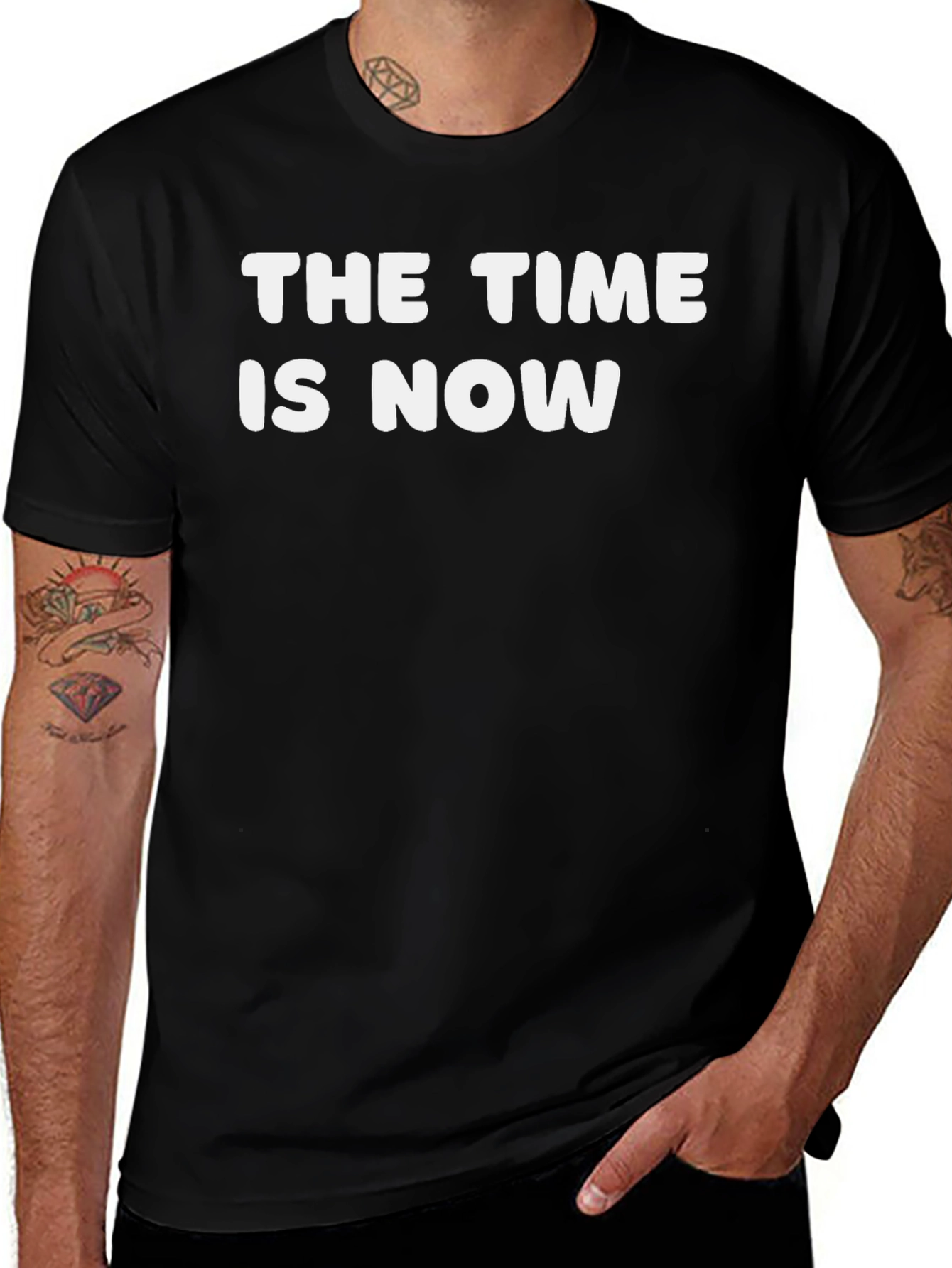 The Time Is Now Black Graphic Tee
