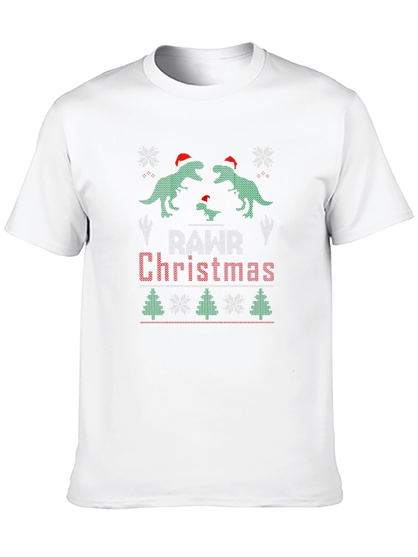 Rawr Christmas Dinosaur Ugly Sweater T-Shirt