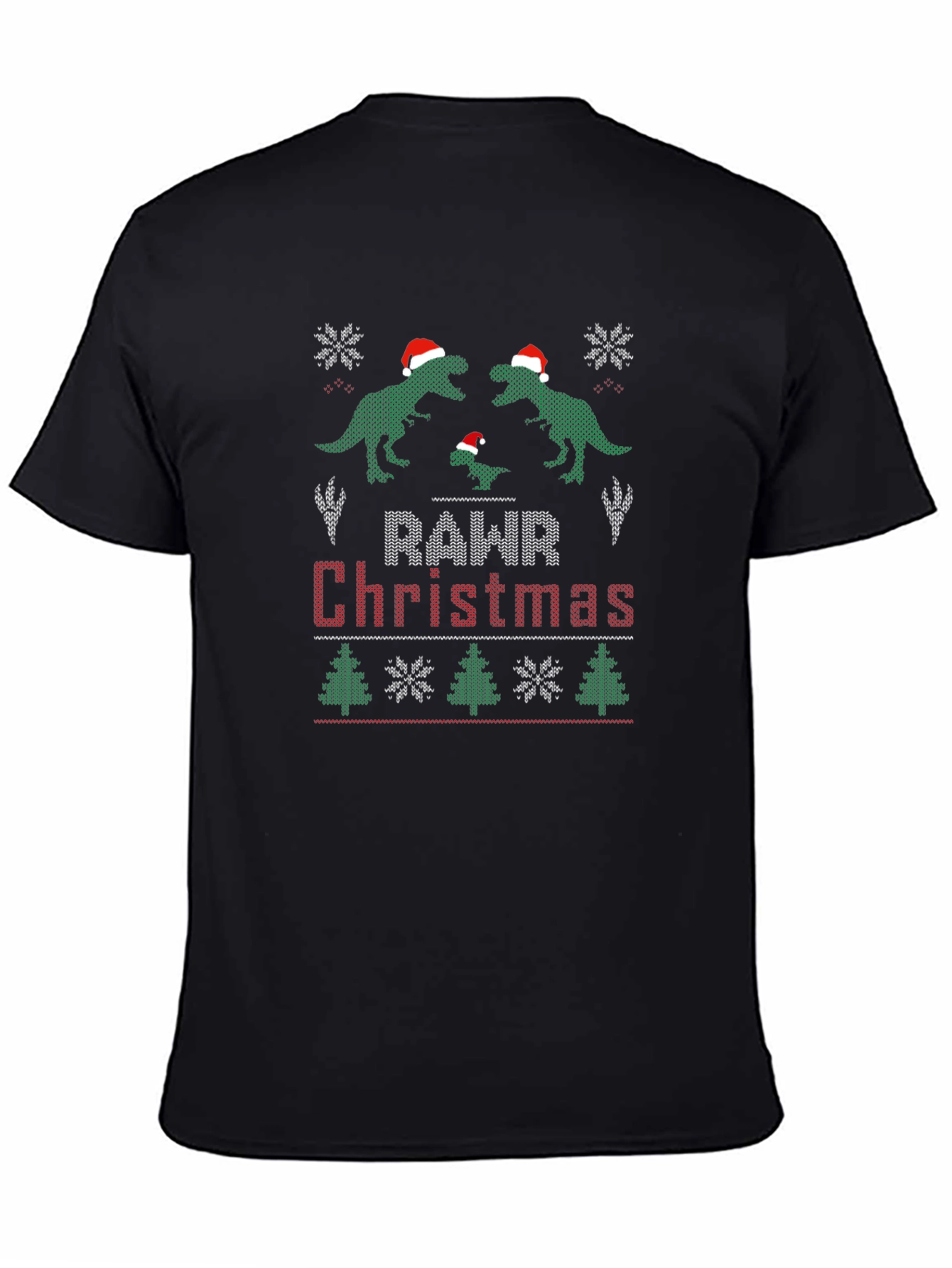 Rawr Christmas Dinosaur Ugly Sweater T-Shirt