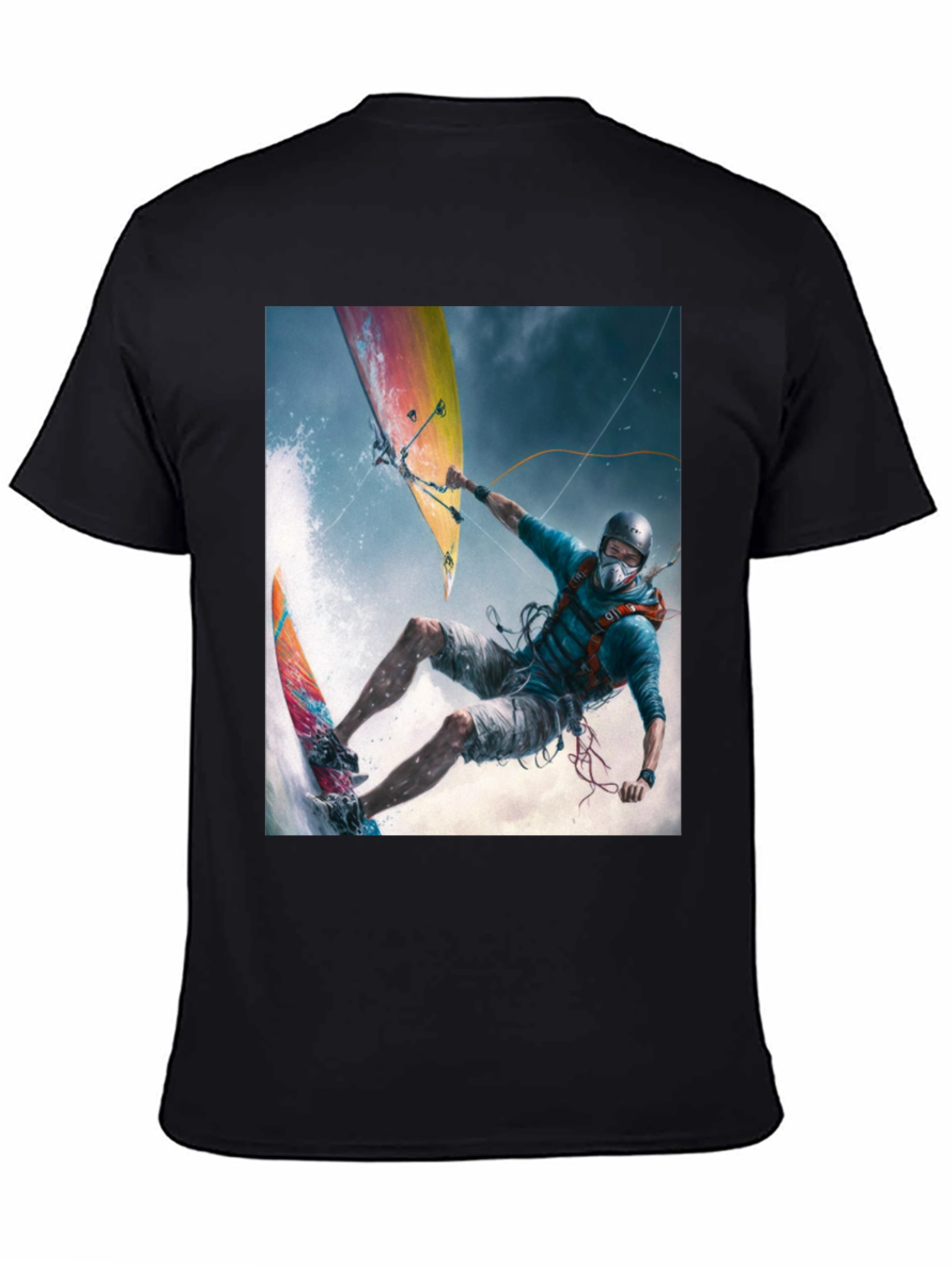 Kitesurfing Graphic Tee - Extreme Sports Black T-Shirt