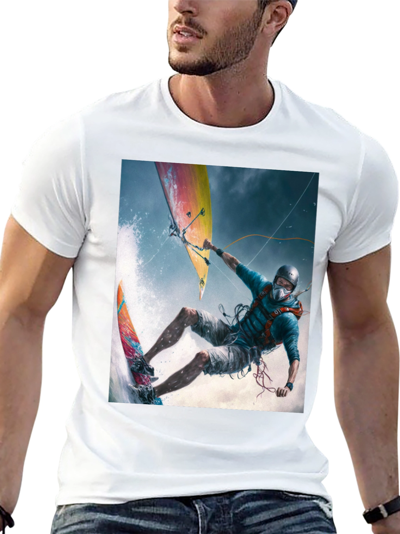 Kitesurfing Graphic Tee - Extreme Sports Black T-Shirt